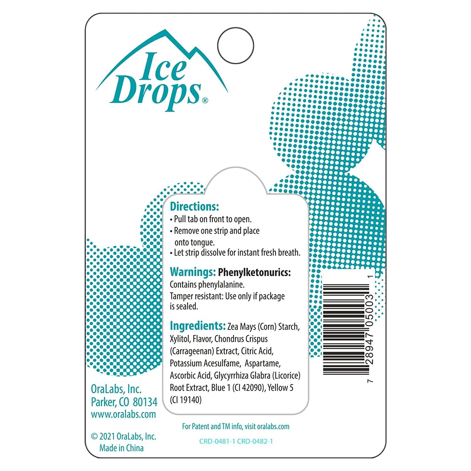 24 Packs Ice Drops Breath Strips SugarFree Fresh Mint Flavor (576