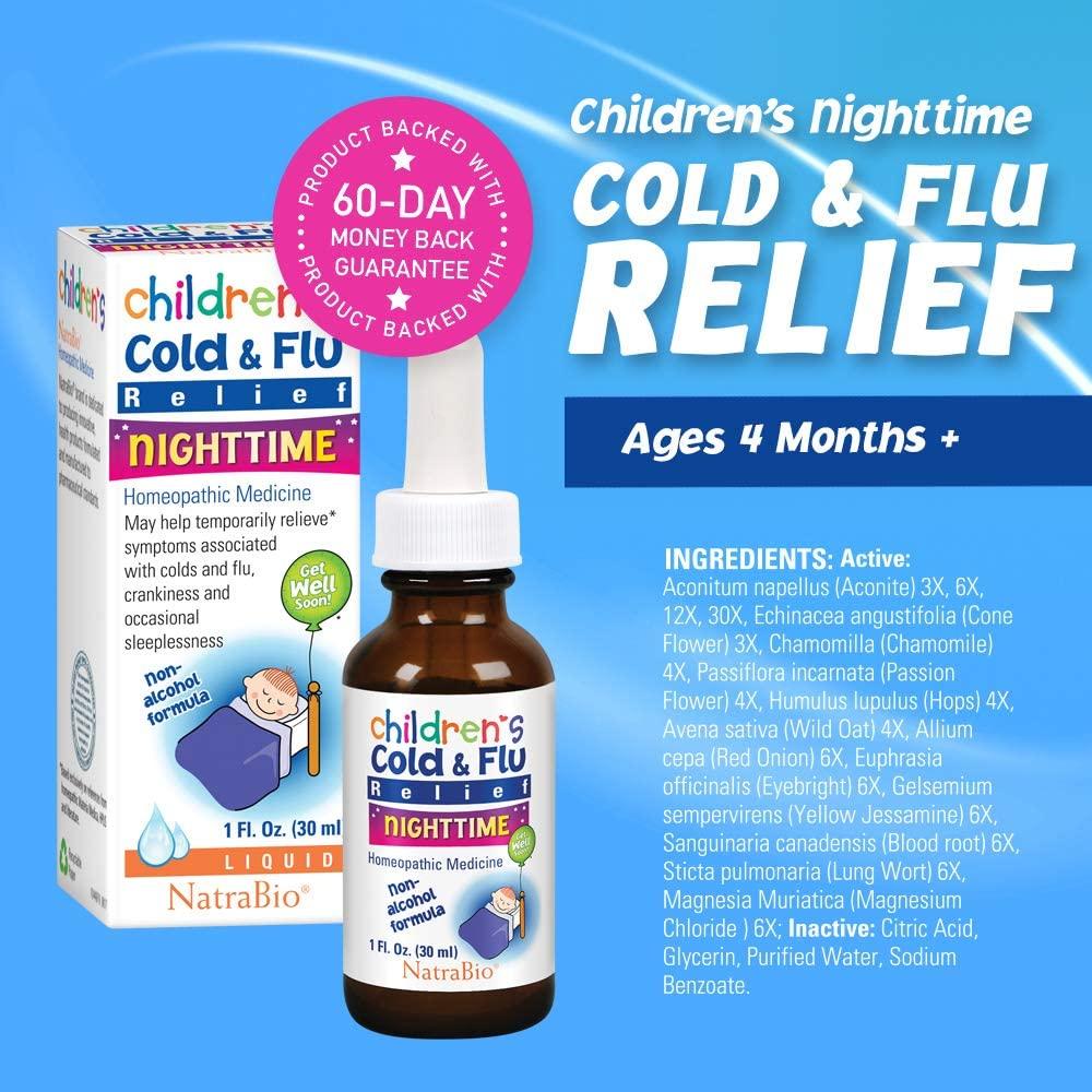 NatraBio Children's Cold & Flu Nighttime Relief 1 fl oz (30 ml)