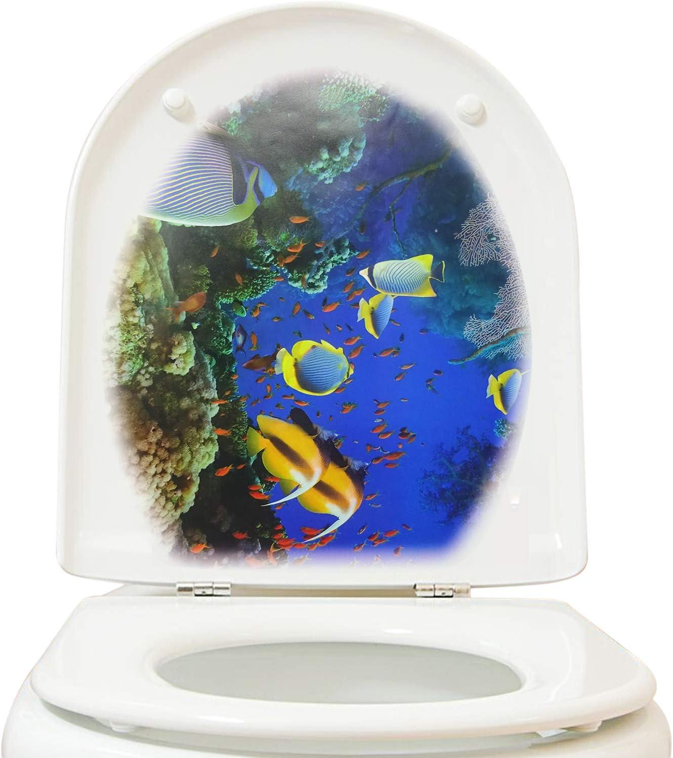 Honbay 3D Toilet Seat Stickers Decals Seabed Design Waterproof & Removable
