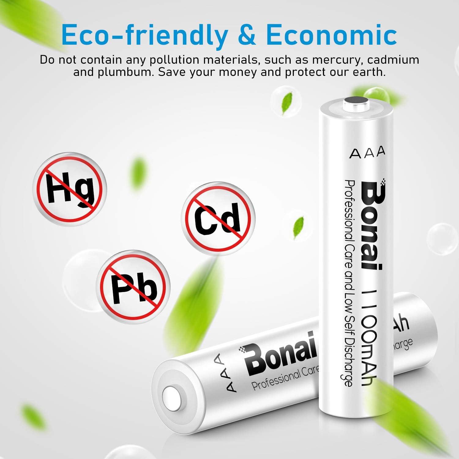 BONAI AA Rechargeable Batteries High-Capacity 2800mAh 1.2V NiMH Battery Low  Self Discharge Pre-Charge Double AA Battery 24 Count