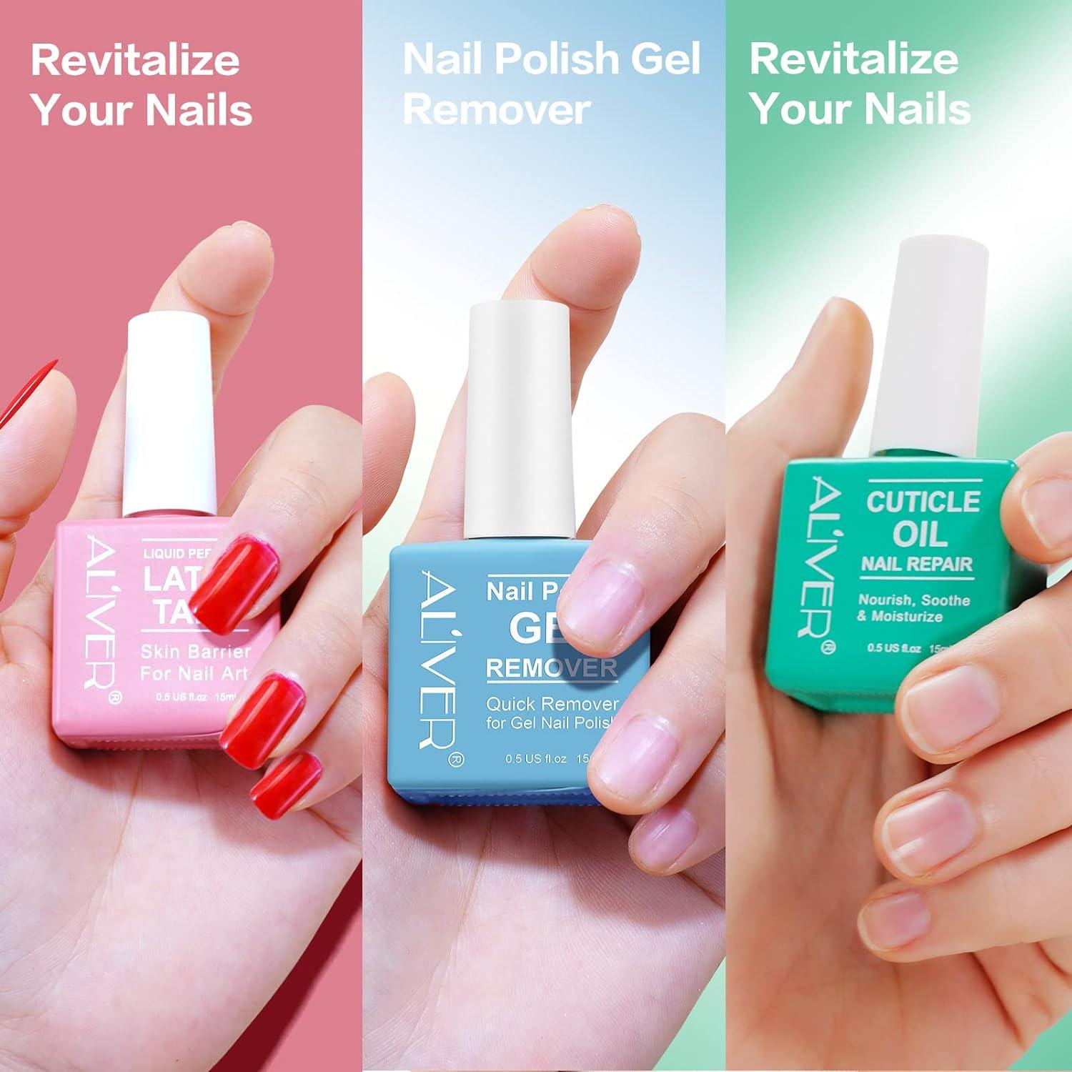 Amazon.com : ALIVER Gel Nail Polish Remover, Gel Polish Remover with  Cuticle Pusher and Nail Polish Scraper, Quickly & Easily Removes Nail Polish  in 2-5 Minutes, Not Hurt Nails : Beauty &