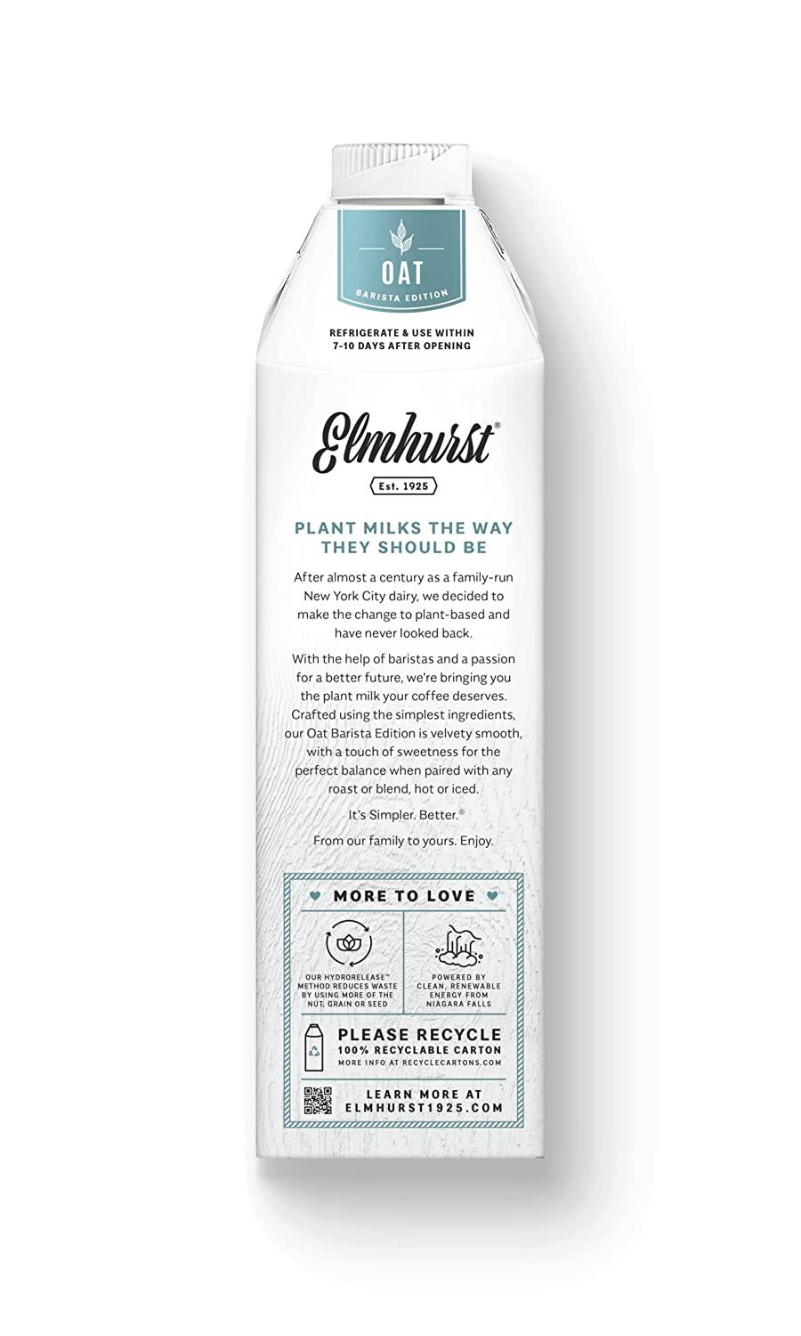 Elmhurst 1925 Barista Edition Oat Milk 32oz (Pack of 6) PlantBased