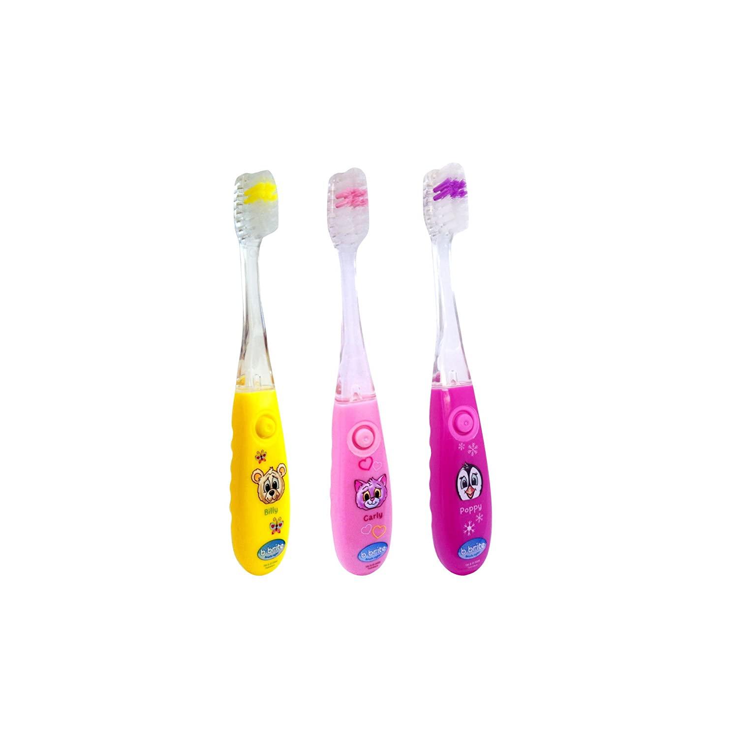 Children's Toothbrush with Flashing Timer Pack of 3 Cutie Girls)