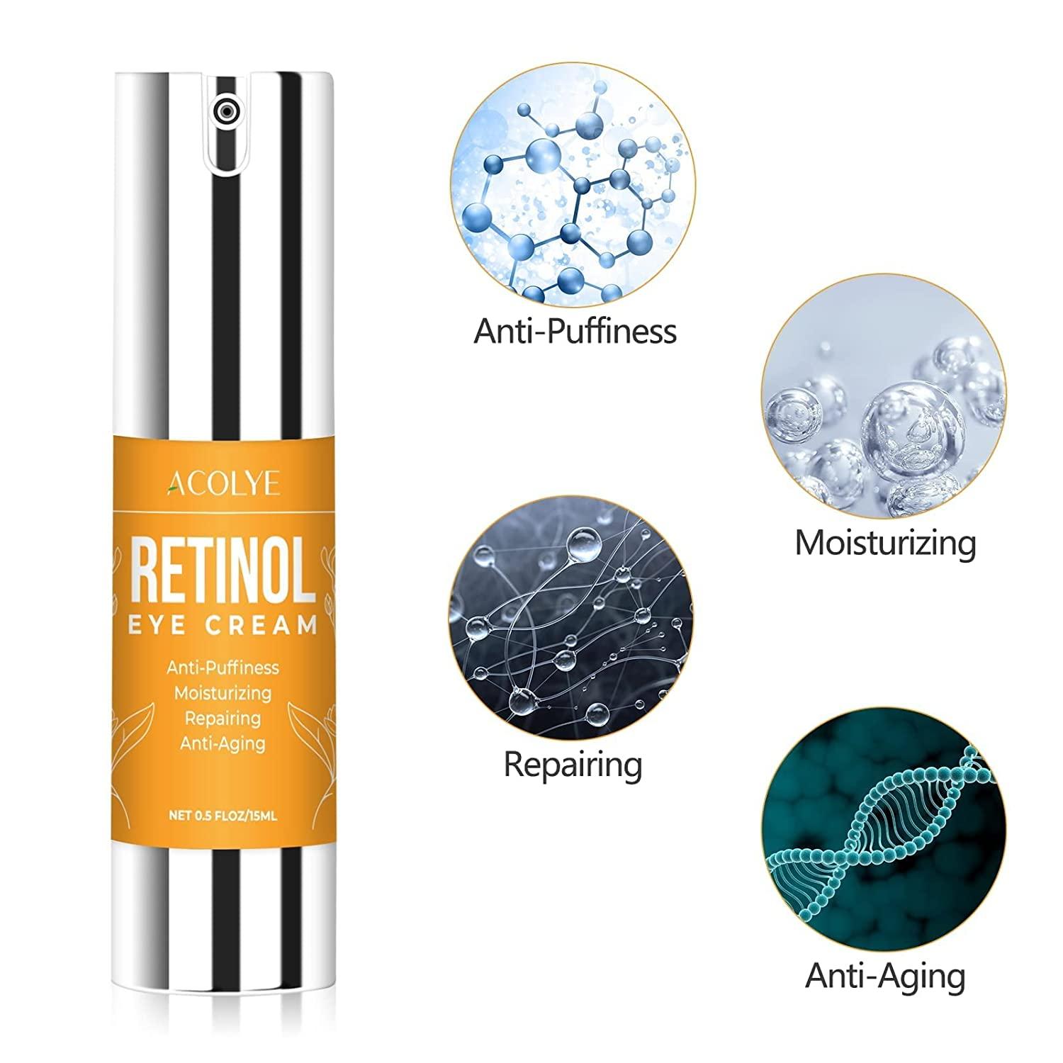 Retinol Eye Cream With AHA Hyaluronic Acid &Collagen, Eye Cream for