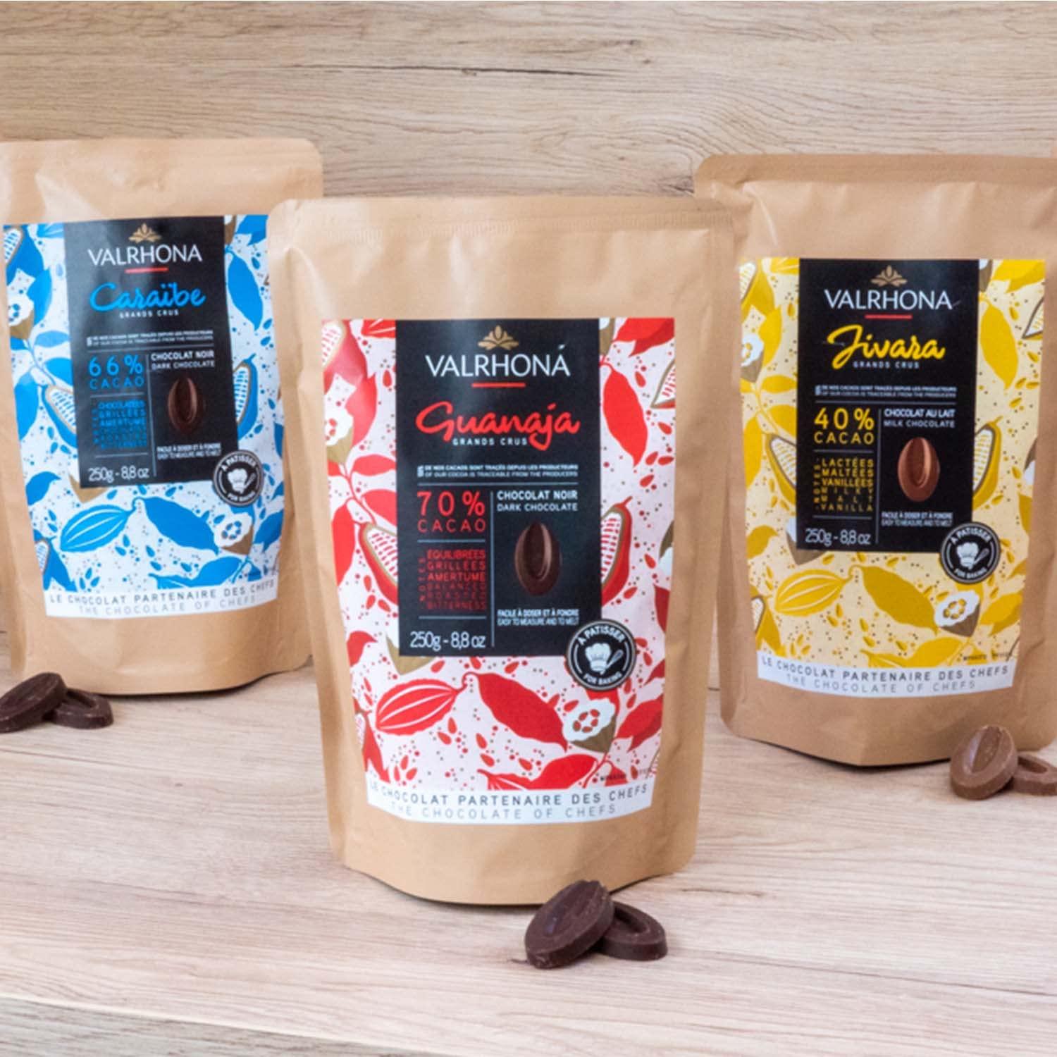 Valrhona Premium French Baking Dark Chocolate Discs (Feves). Classic