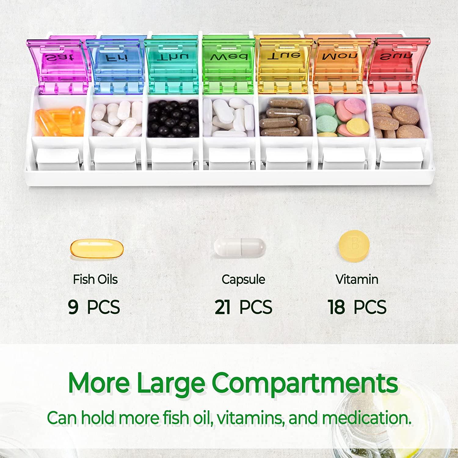 7 Days AM PM Pill Organizer BPAFree 2 Times a Day Large Weekly Pills