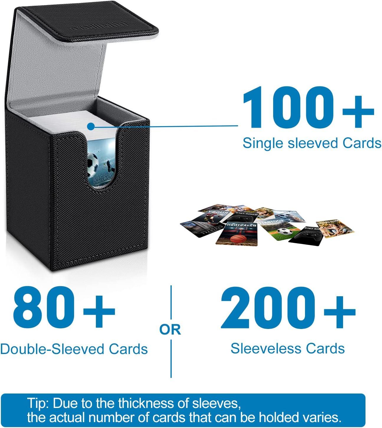 sleeved card box PU Leather Card Deck Box with Dice Tray – Holds 200+ Sleeved Cards main image 1