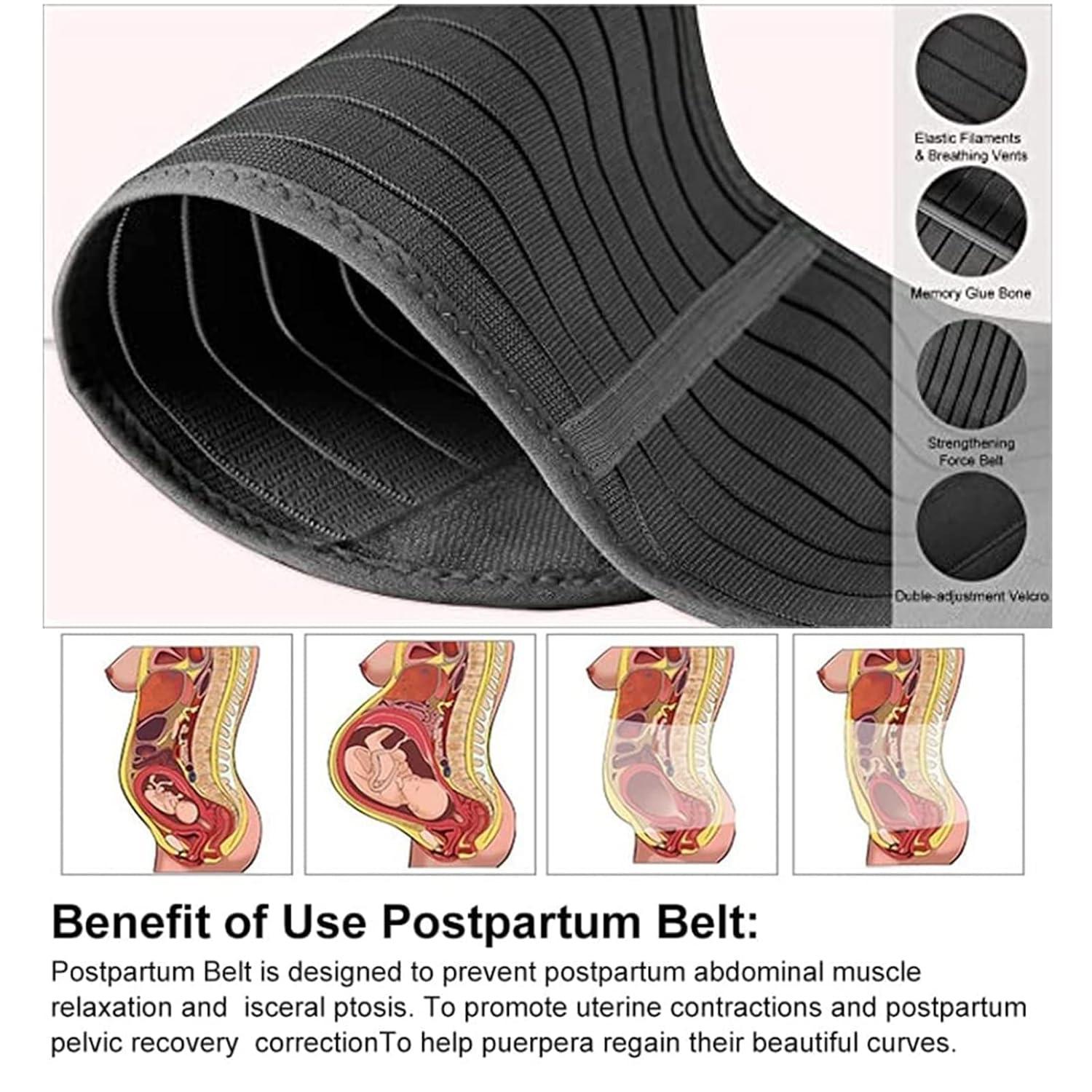 TiRain Postpartum Belly Wrap 3 in 1 Postpartum Support Belt for C Section Recovery XL Black