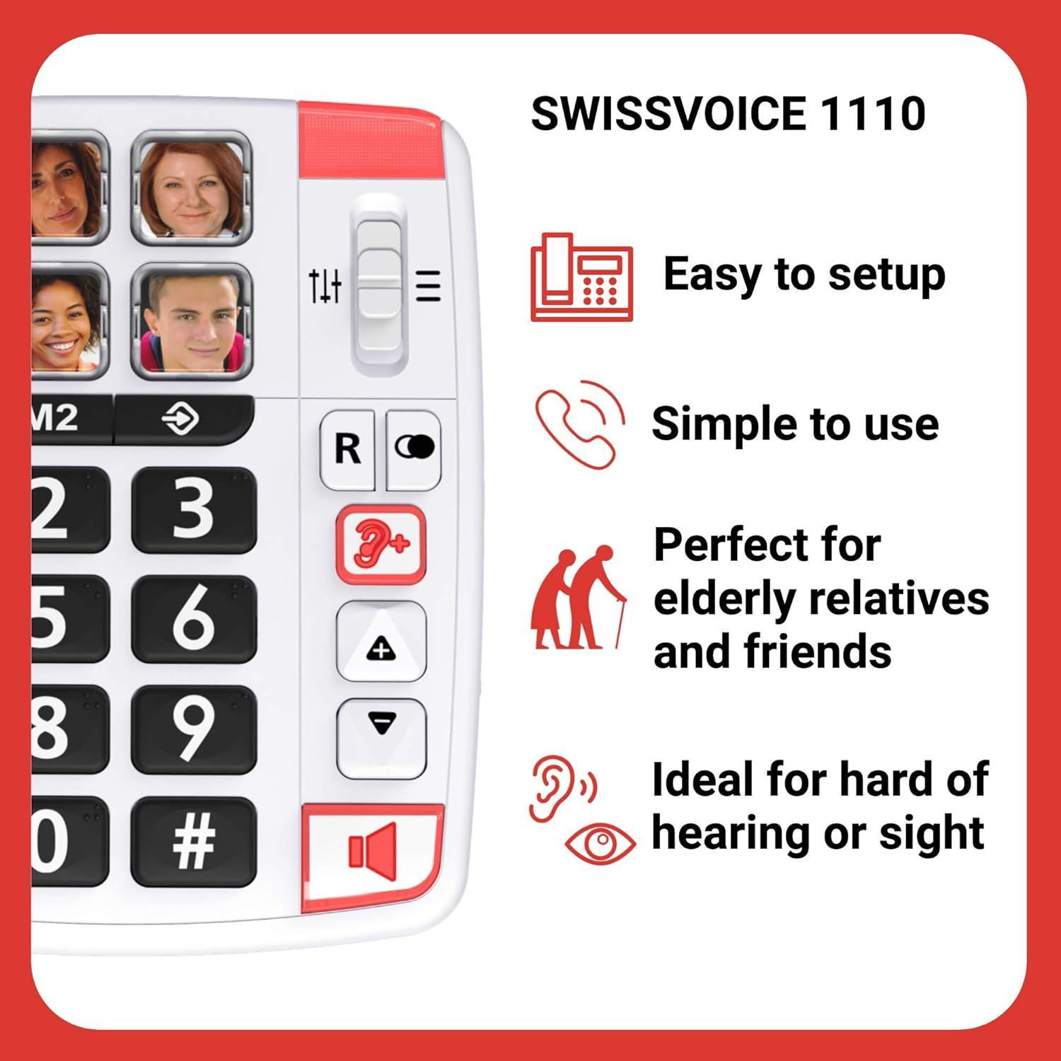 Telefono Fisso Swissvoice Xtra 1110 - Tasti Grandi, Suoneria Forte, Audio Boost, Per Anziani - Foto 9