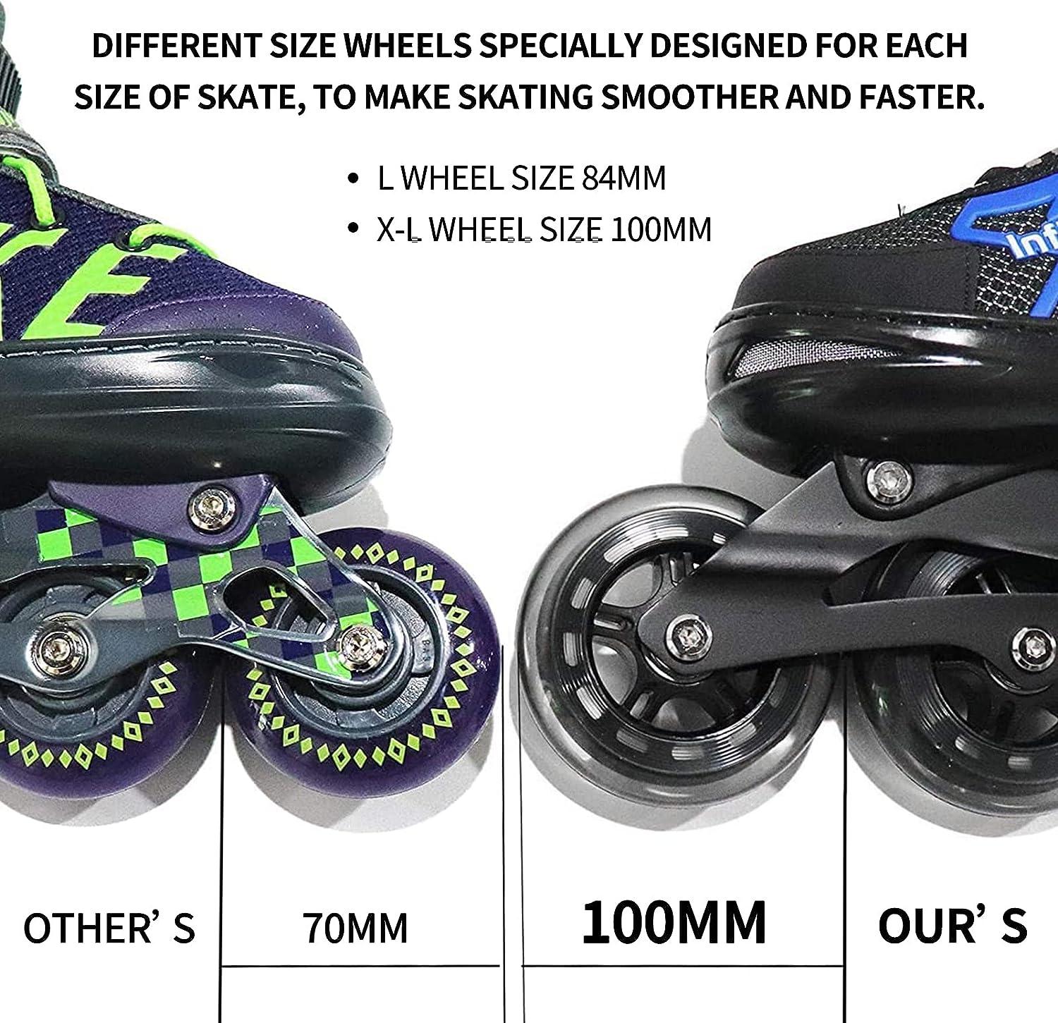 MammyGol Adjustable Inline Skates With Light-Up Wheels For Boys Girls Outdoor Sports Comfort Youth Kids Skates Black 4 6 - View #7
