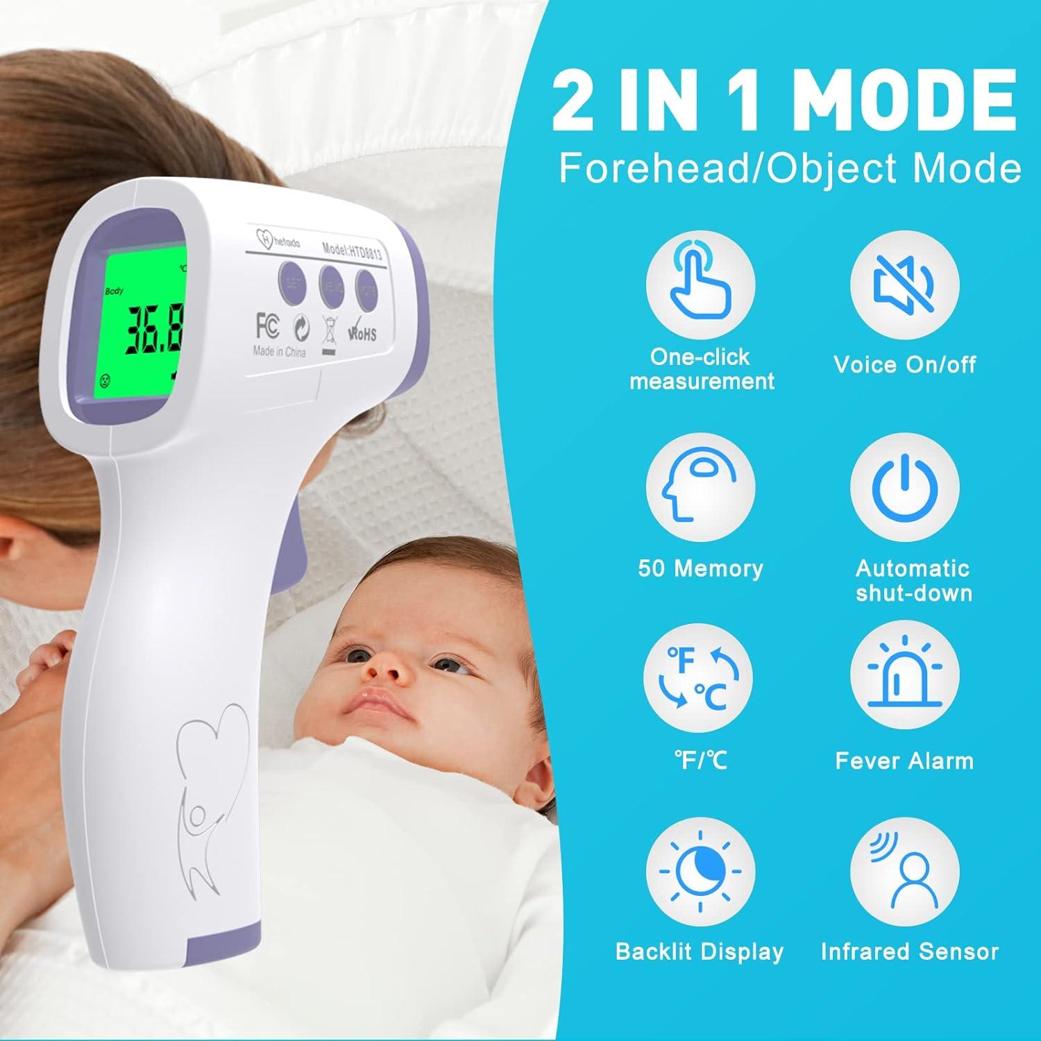 Non-Contact Infrared Thermometer - Forehead & Object Temperature Gun With LCD Display