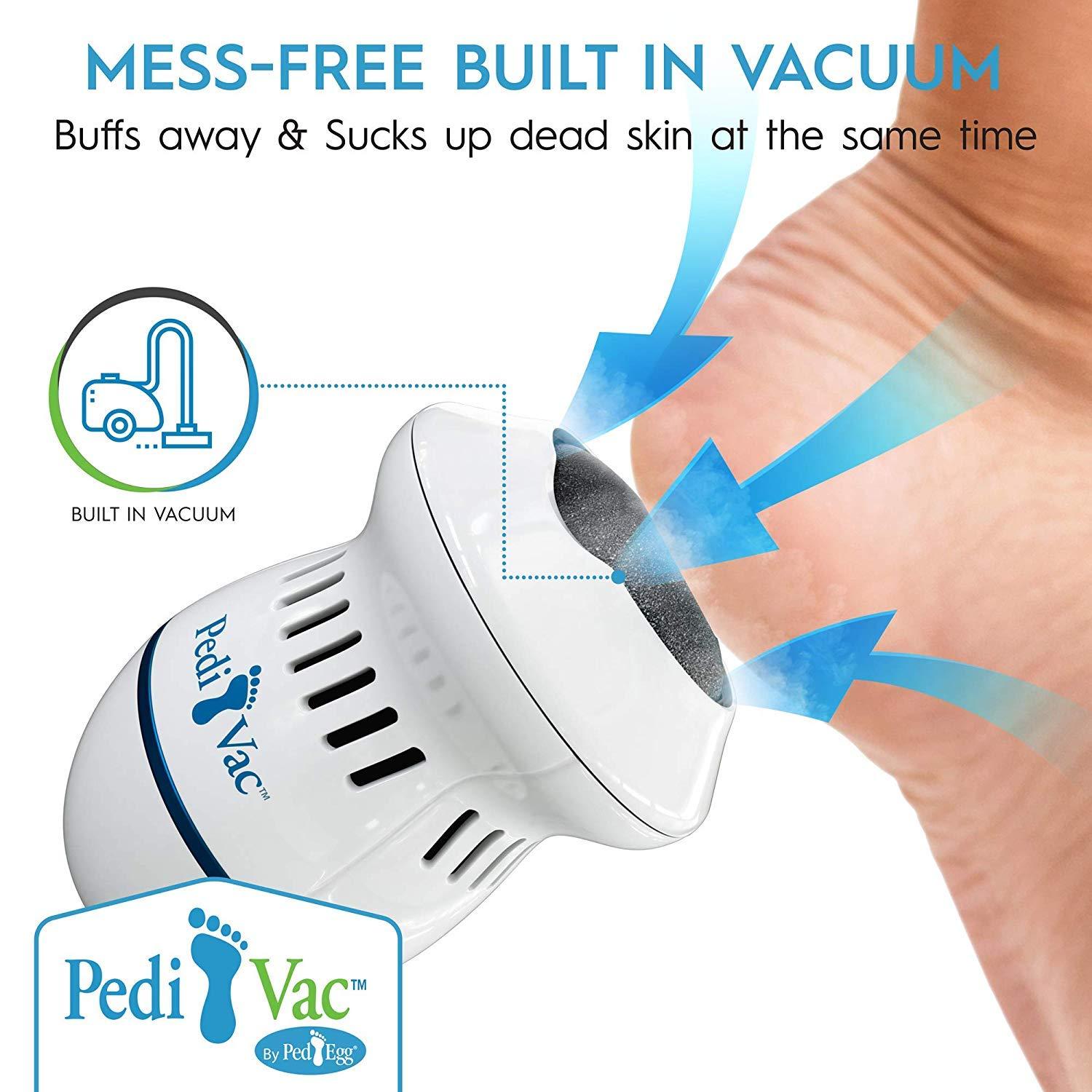 Rechargeable Electric Foot File PediVac - Callus Remover for Feet with  Built-in Vacuum Removes Dead Skin from Feet with 2000 RPMs - Electric Callus  Remover Sucks Up Shavings for Mess-Free Exfoliation