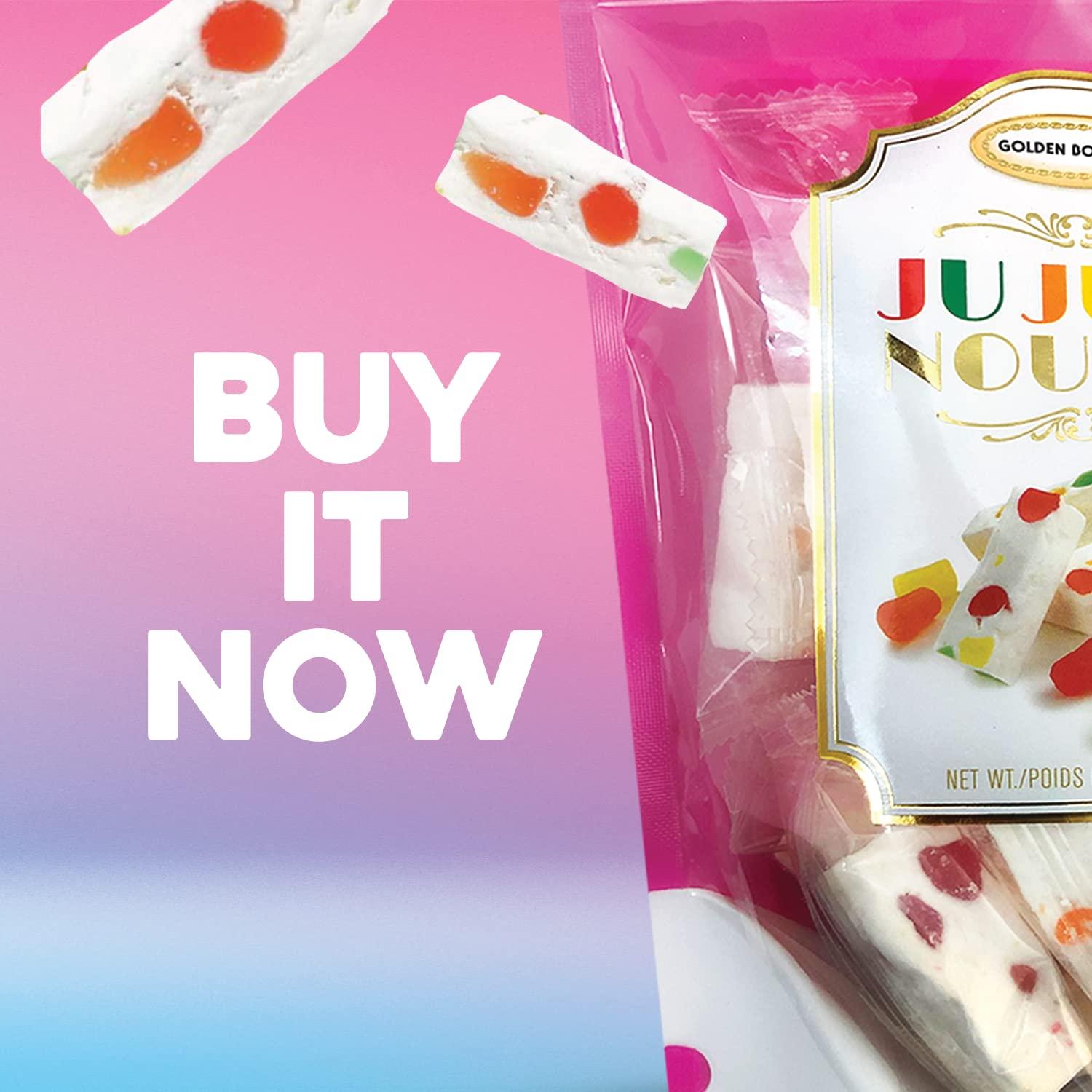 Golden Bonbon Italian Jujube Nougat Candy, Soft and Chewy With Fruity Jelly Beans Original