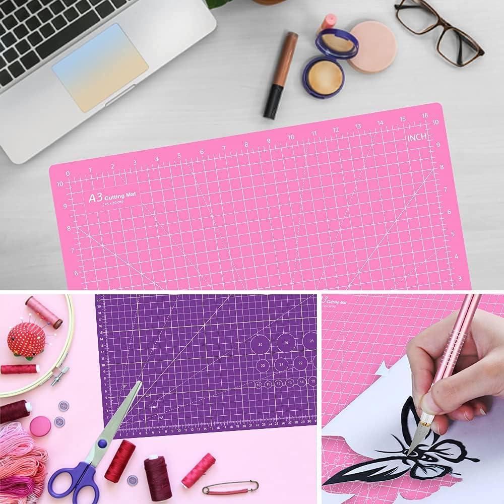 2 PCS Double Sided Self Healing Cutting Mat, Rotary Cutting Board with Grid  & Non Slip Surface, Rotary Cutter for Craft, Fabric, Quilting, Sewing