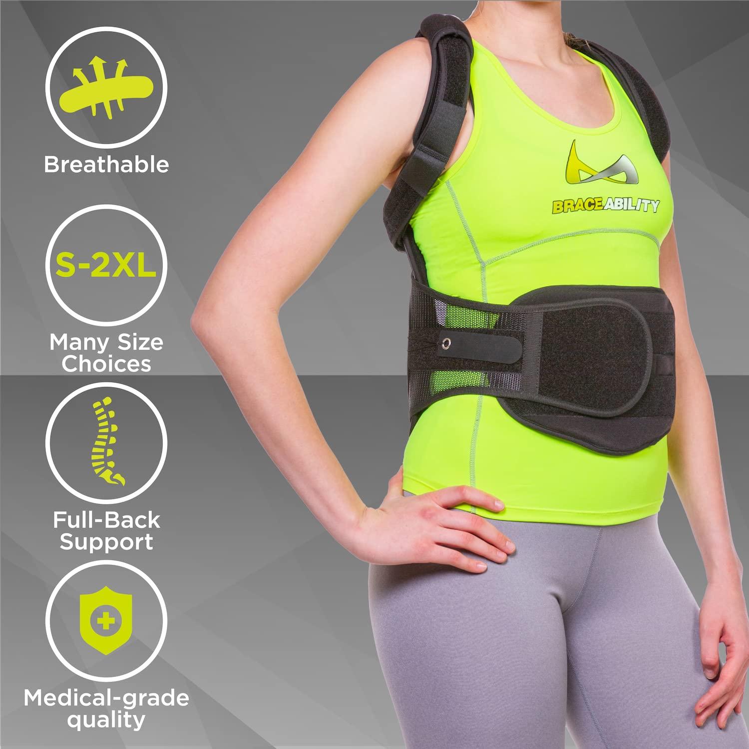 BraceAbility TLSO Full-Body Back Brace Support - Hard Clamshell Jacket for  Thoracic Kyphosis Parkinson's Disease Fractured Spine Scoliosis Postural  Correction Post-Surgery Recovery (Medium)