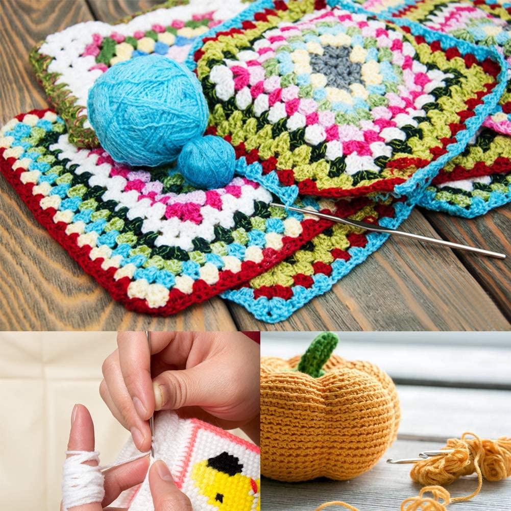 6Pcs Multicolor Plastic Handle Aluminum Crochet Hooks Knit Needles Weave  Craft