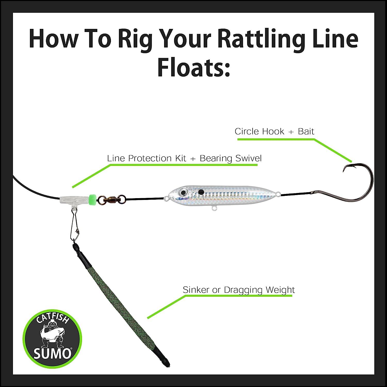 Catfish Rattling Line Float Lure for Catfishing, Demon Dragon Style Peg for  Santee Rig Fishing, 4 inch (3-Pack, Threadfin Shad)