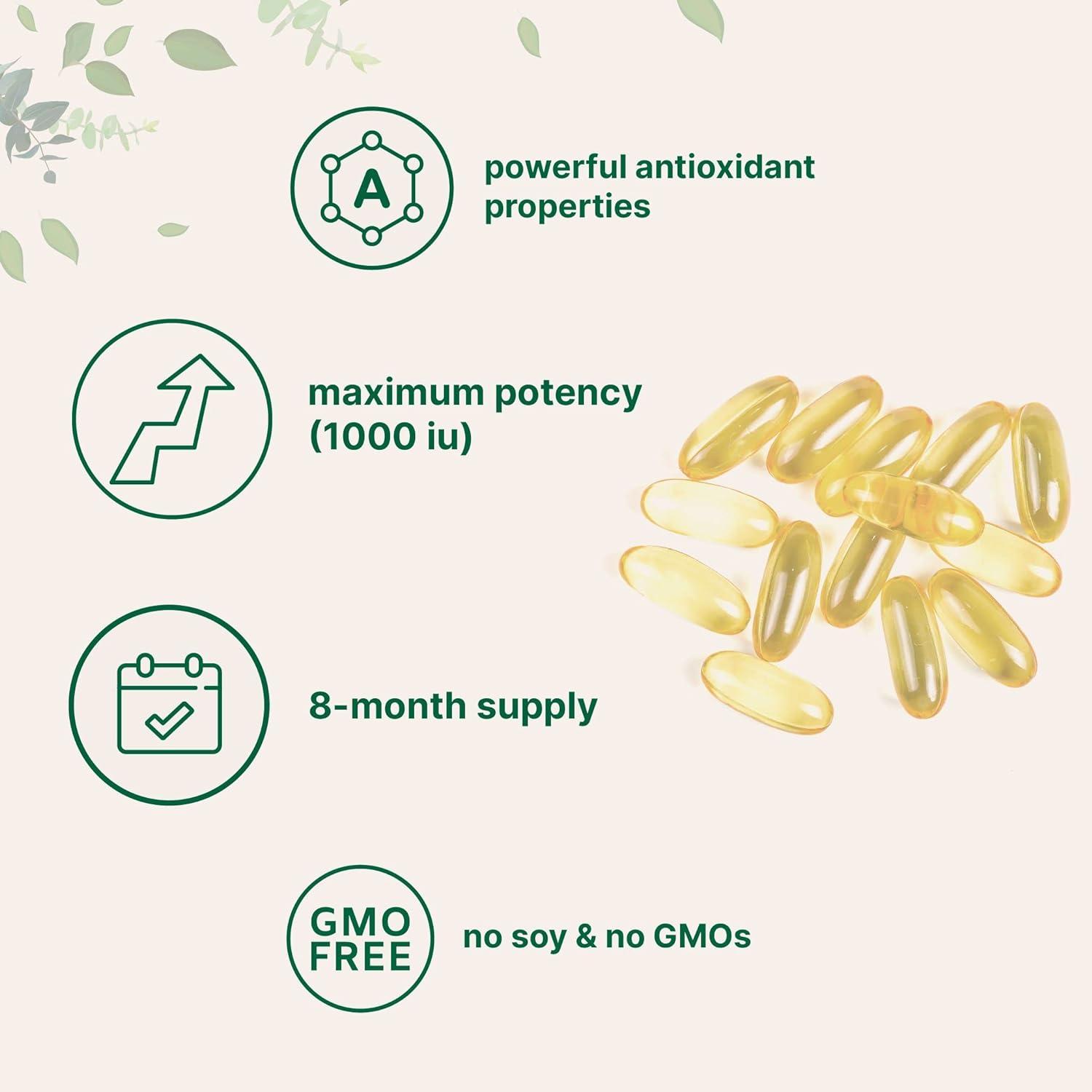 Micro Ingredients Vitamin E 1000 IU 240 Softgels Pure Vitamin E Oil