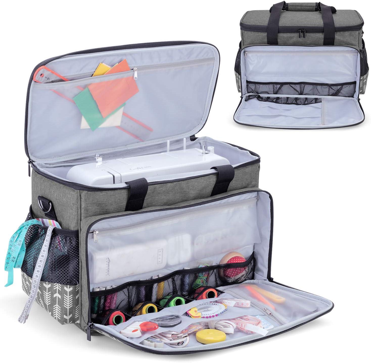 YARWO Sewing Machine Carrying Case with Bottom Wooden Board Universal