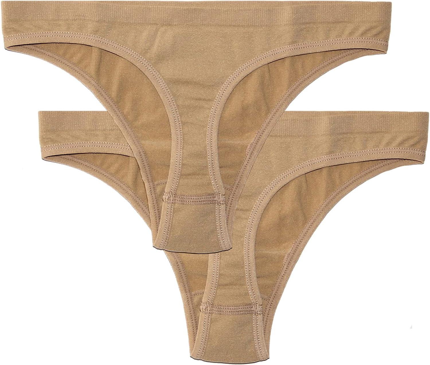 DANCEYOU Nude Briefs Seamless Thongs No Show Dance Gymnastics Underwear 2  Packs Panties Under Leotards for Kids and Women SC/MC