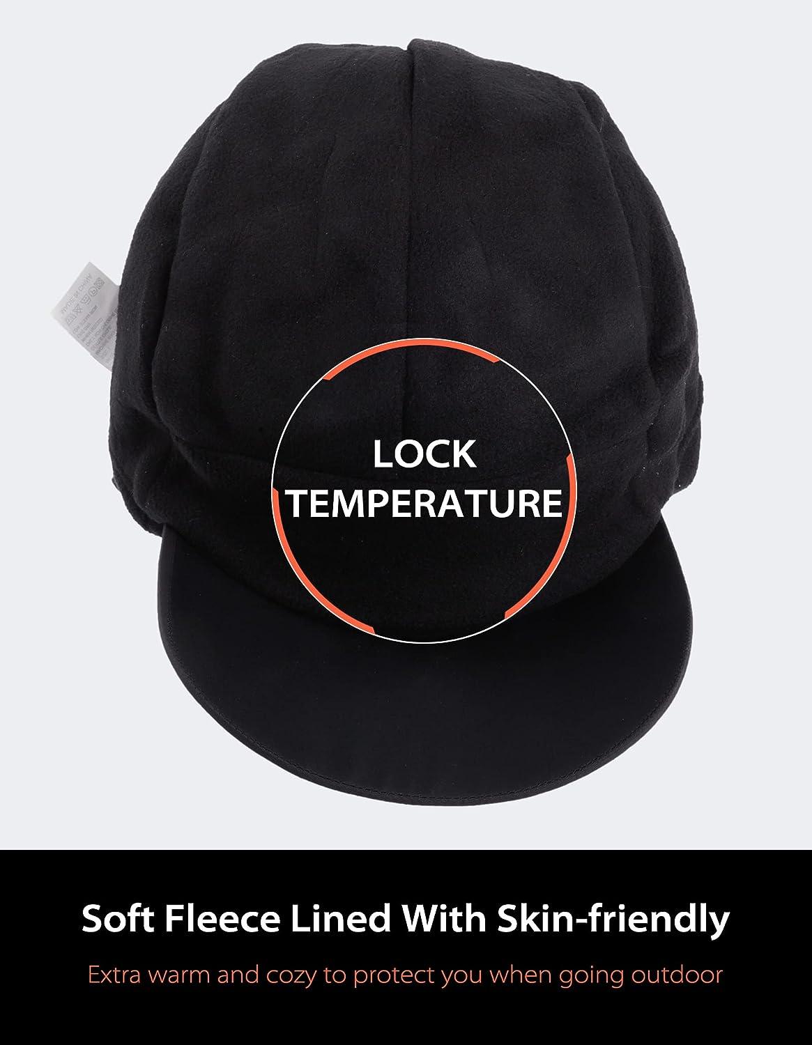 Mwfus Waterproof Hats for Men, Fleece Baseball Cap with Ear Flaps