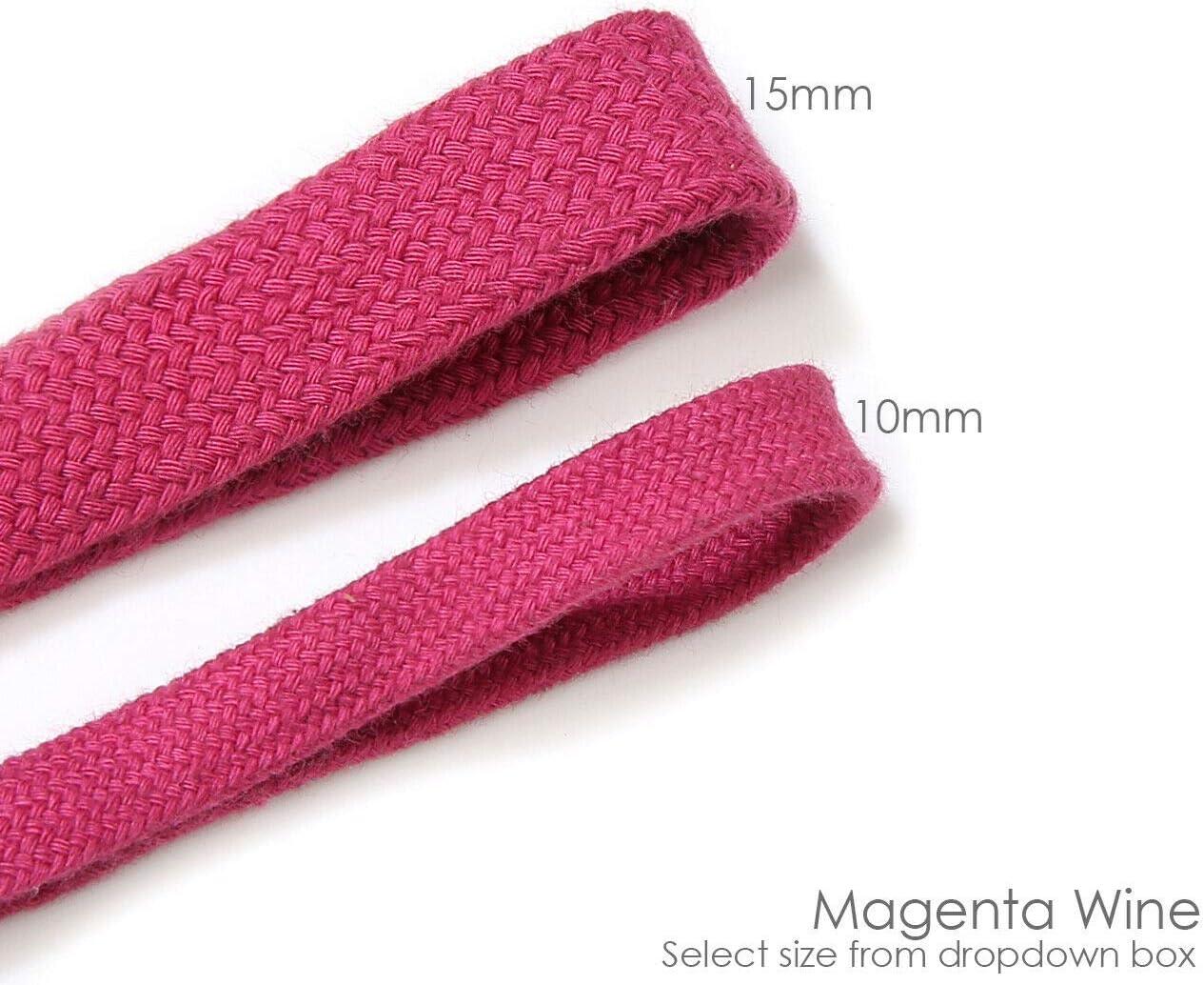 Sweatshirt Hoodie Flat Cotton Tape Ribbon Cord Rope,10 & 15mm,Garment Hoody  Drawstring. 26 Colours, 1mt, 5mts, 25mts and 45mts Rolls. Colours Match  Neotrims Flanged 12mm Piping and 6mm Round Cord Magenta Wine