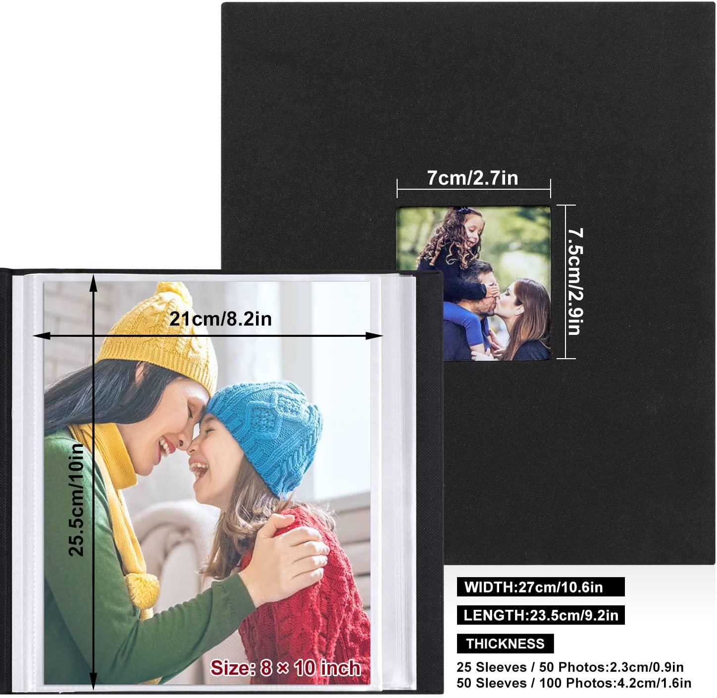 Lanpn Photo Album 8x10 50 Pockets, Small Capacity Linen Cover Acid Free  Slip Slide in Photo Albums Holds 50 Top Load Vertical Only 8x10 Pictures  (Black) 50 Pockets/1PK Black