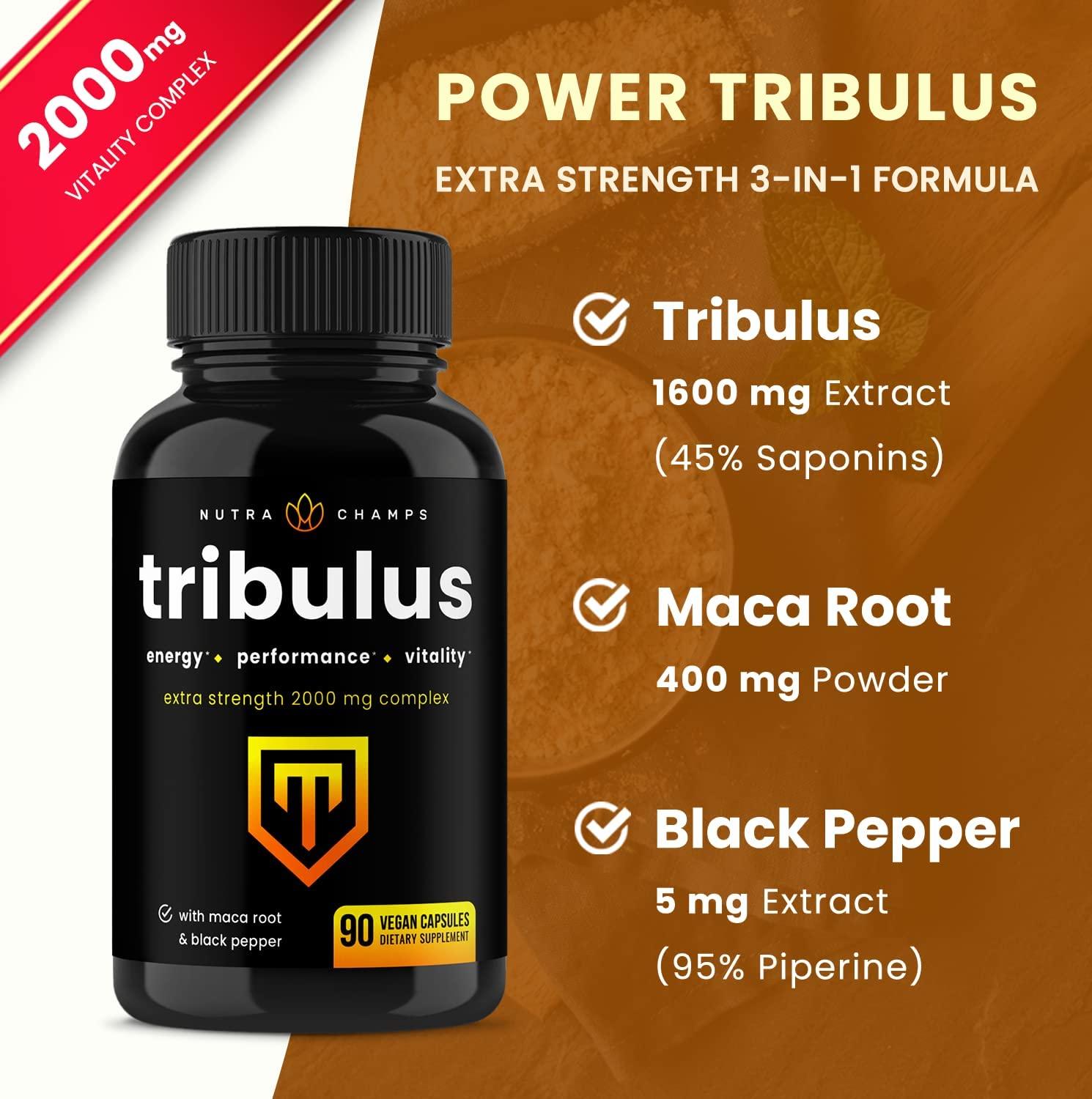 Tribulus Terrestris 2000mg Supplement Extra Strength Saponins Enhanced