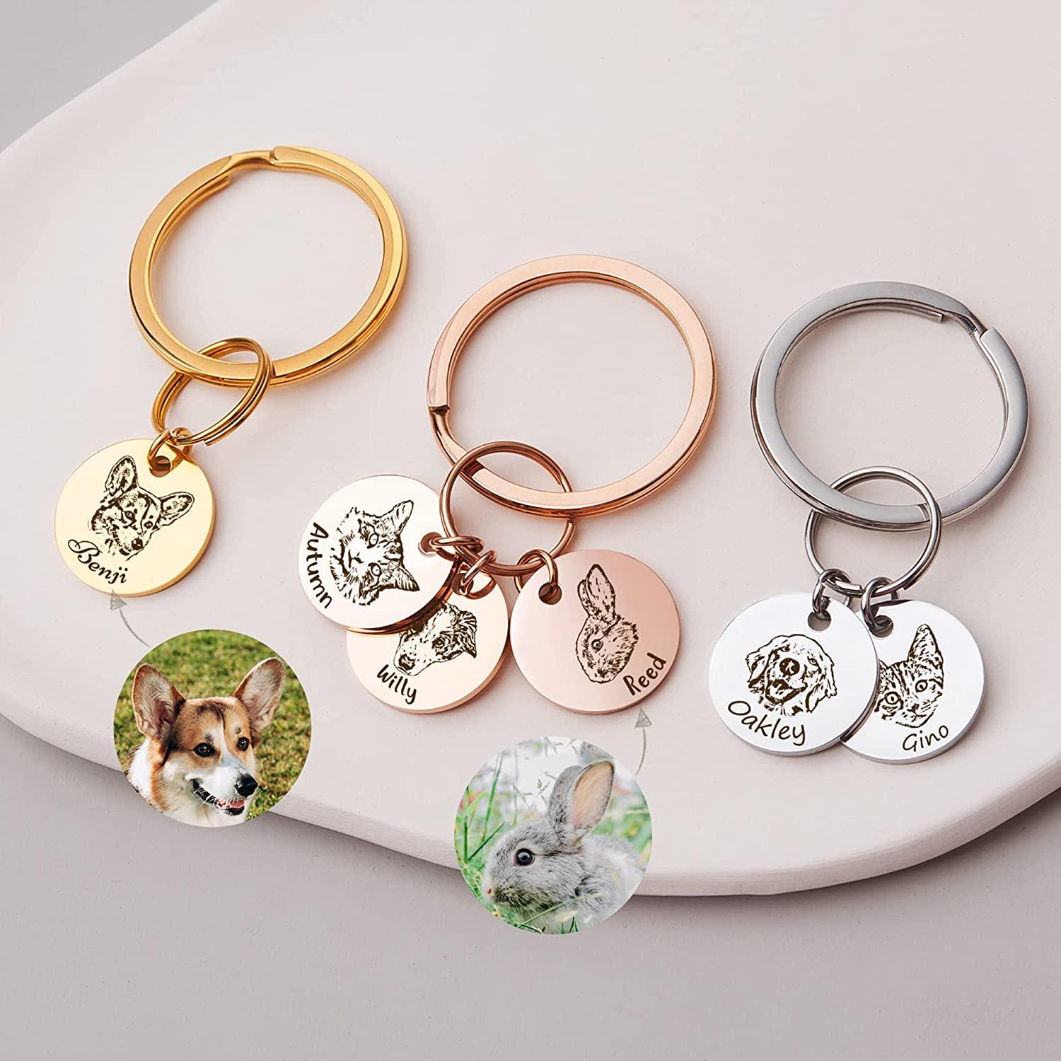 Personalized Photo Engraved Keychain Custom Pet Gifts Pet Memorial