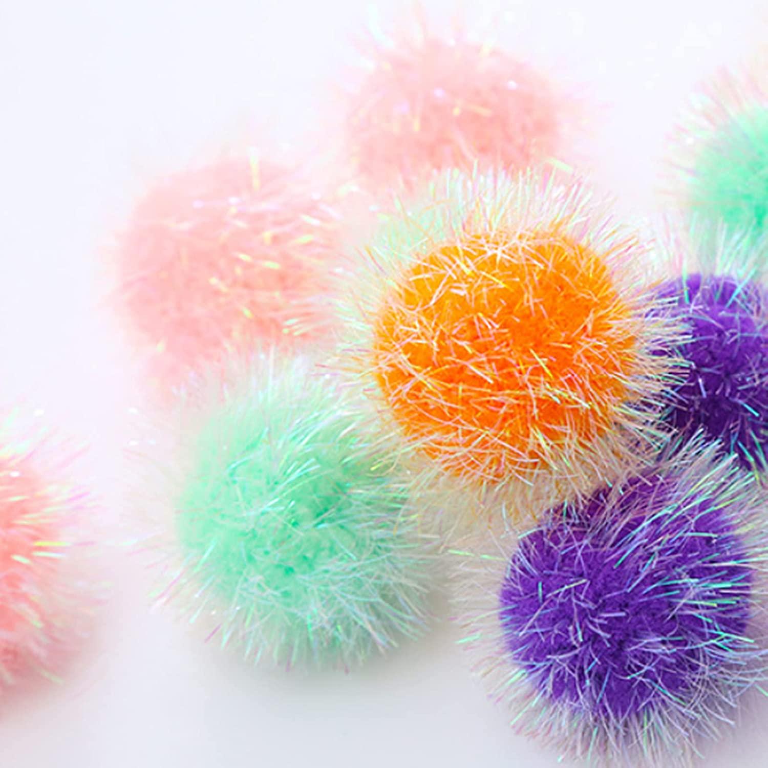 Osvela Cat Ball Toys Pom Pom Sparkle Fuzzy Balls Assorted Color 12 Pack
