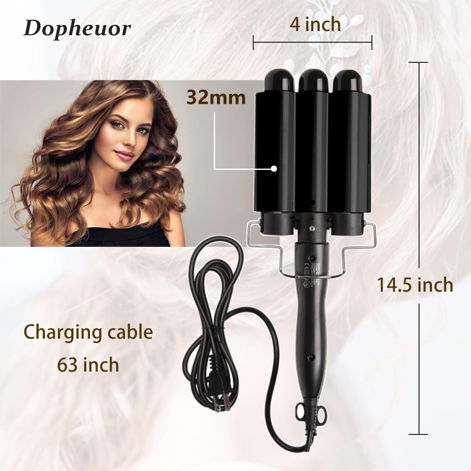 2024 Newest 3 Barrel Curling Iron Jumbo 1.25 inch (32mm) Hair Cu 並行輸入品 Dopheuor 2024 Newest 3 Barrel Curling Iron Jumbo Hair Curling Wand