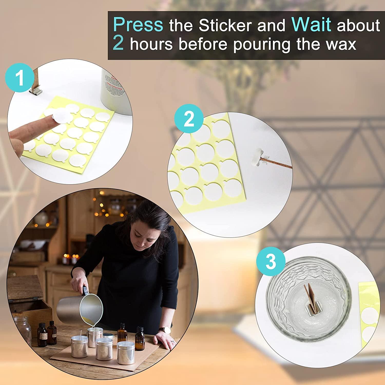 Aubeco 480PCS Candle Wick Stickers, Heat Resistance DoubleSided