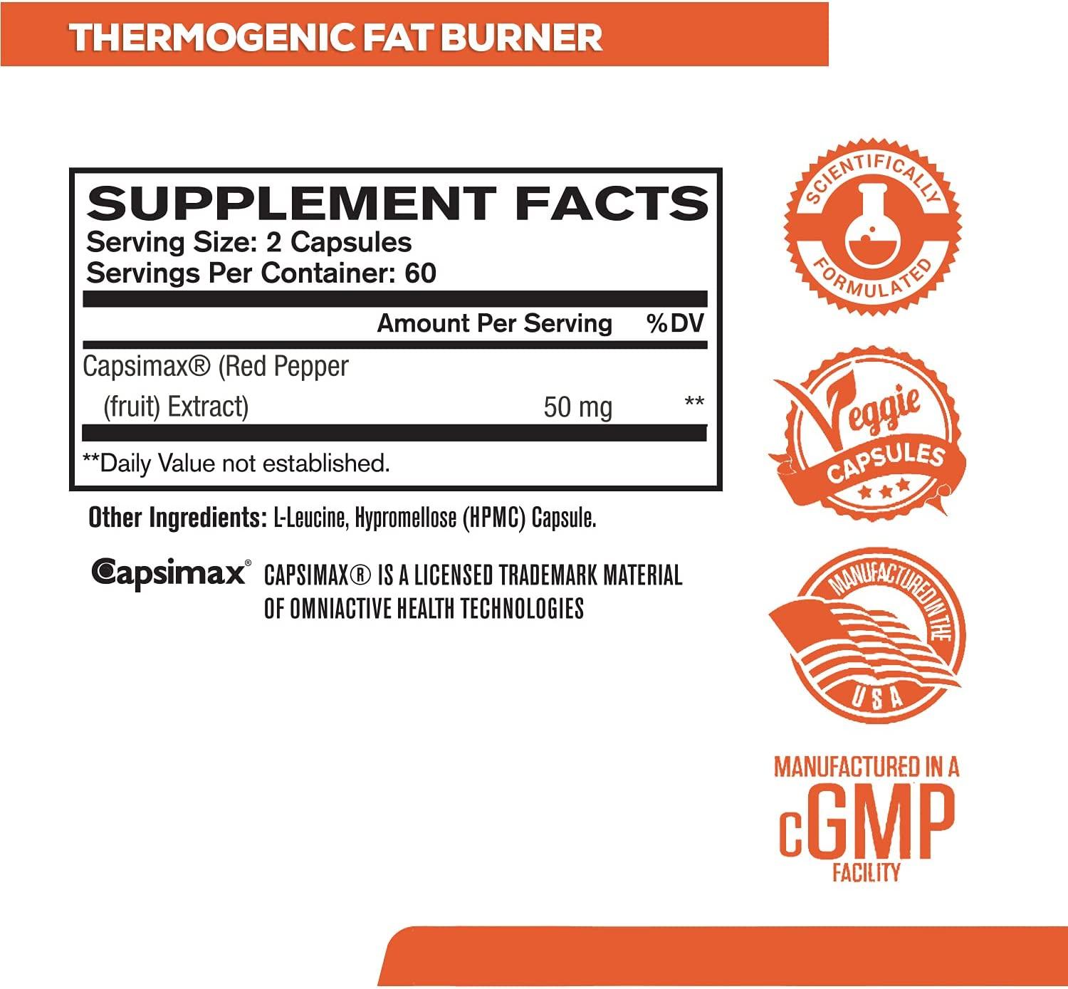 Capsimax Cayenne Pepper Extract 50mg Thermogenic Fat Burner and