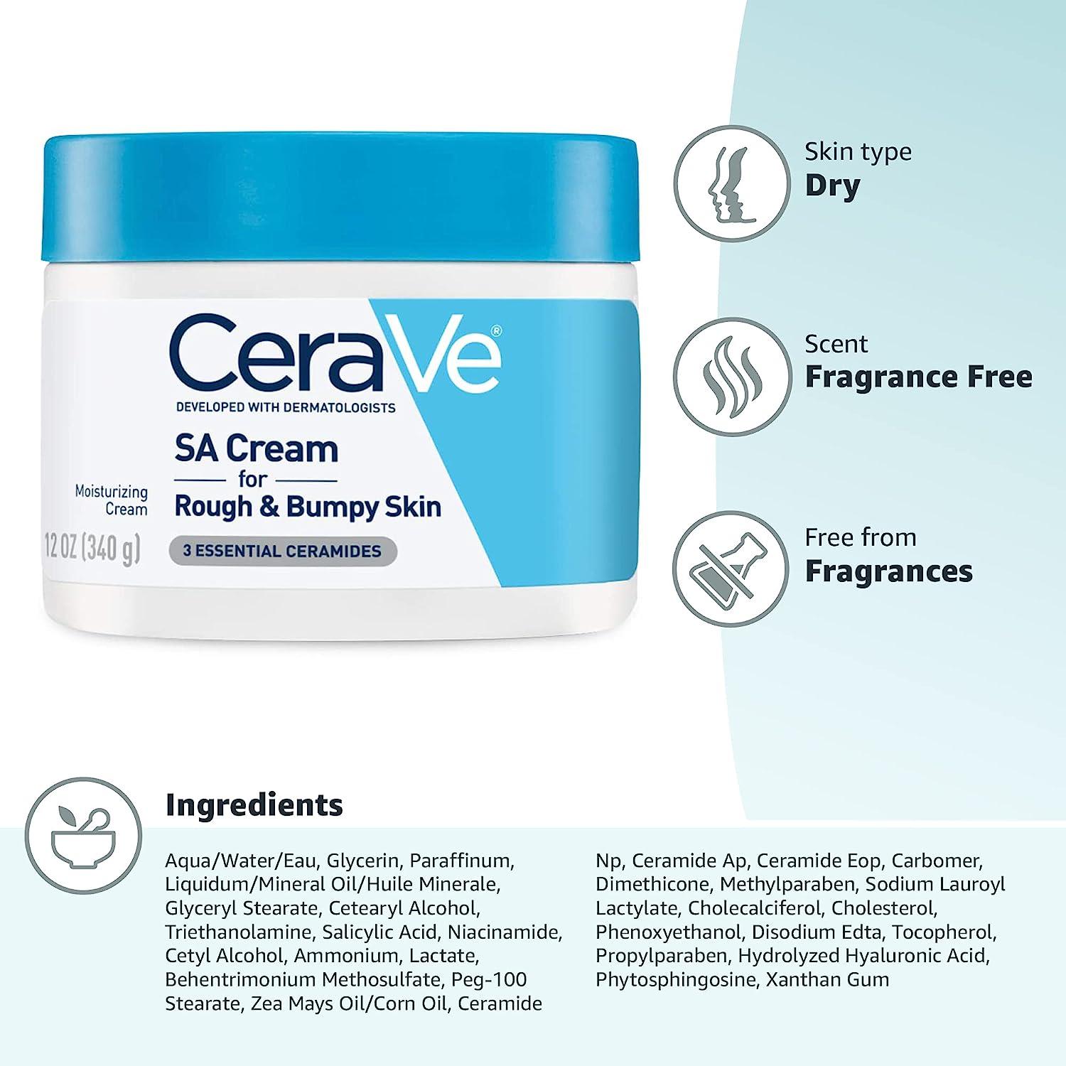 Claire Numerisk Mig selv CeraVe Moisturizing Cream with Salicylic Acid | Exfoliating Body Cream with  Lactic Acid, Hyaluronic Acid, Niacinamide, and Ceramides | Fragrance Free &  Allergy Tested | 12 Ounce
