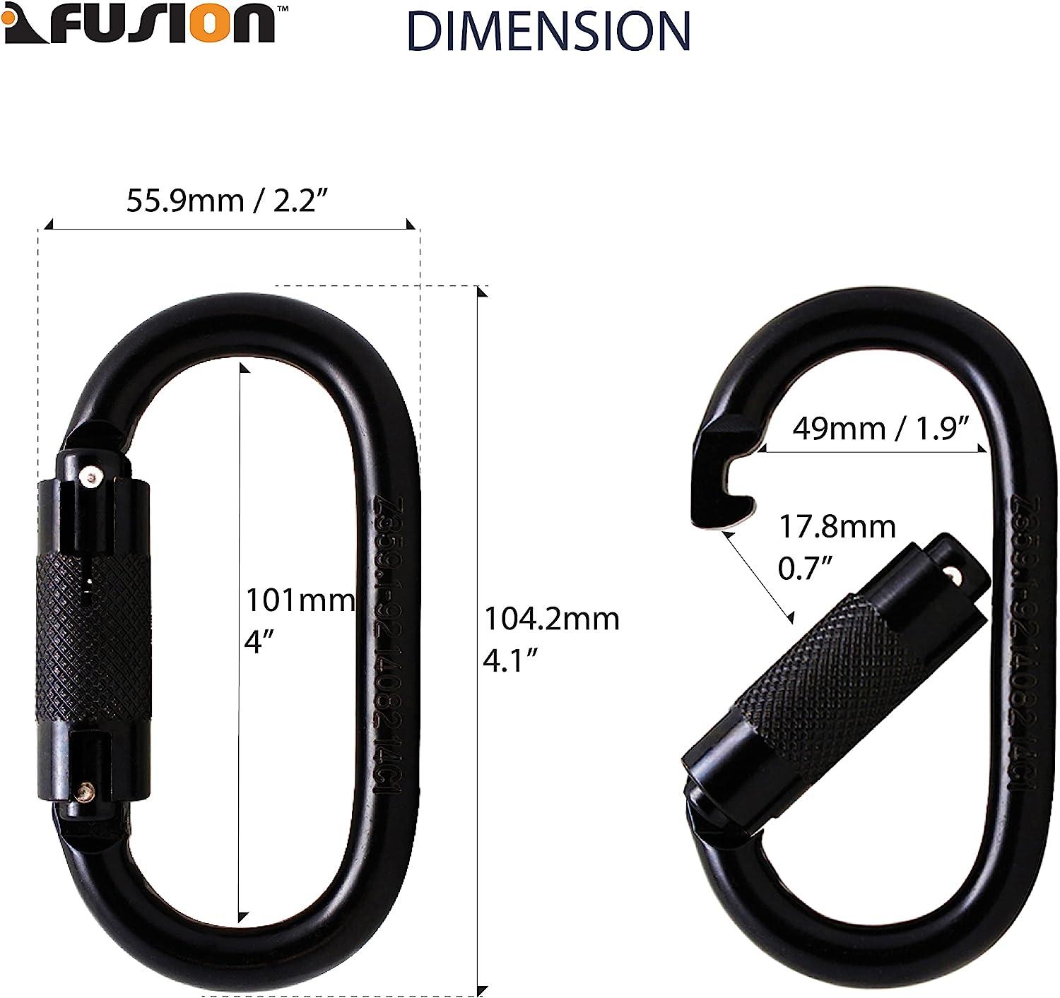 Fusion Climb Ovatti Steel Auto Lock OvalShaped Carabiner/Heavy Duty