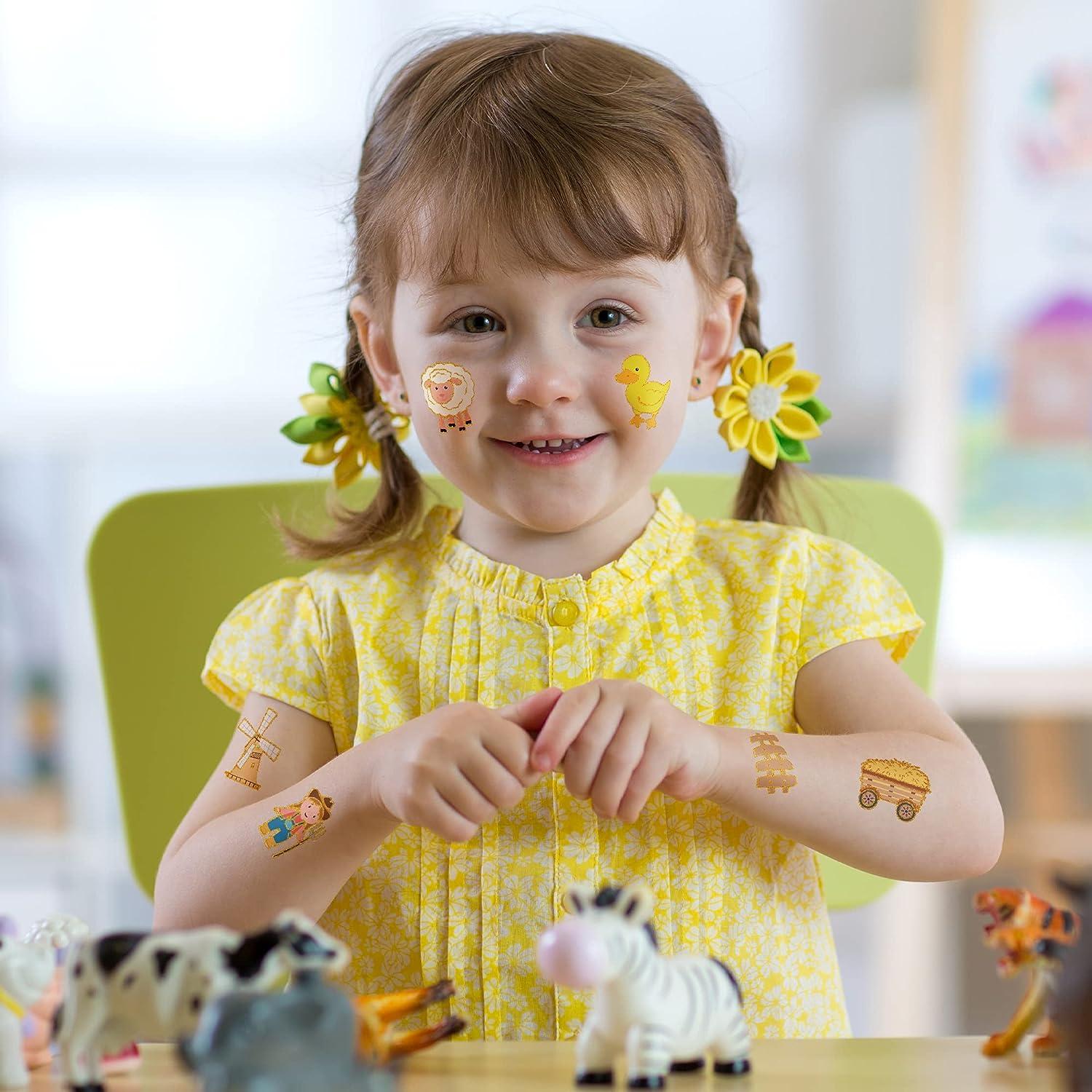 10 Feuilles De Tatouages Temporaires Ferme – 66 Motifs Animaux Mignons – Pour Anniversaire Enfants, Fêtes à Thème – Faciles à Appliquer Et Retirer