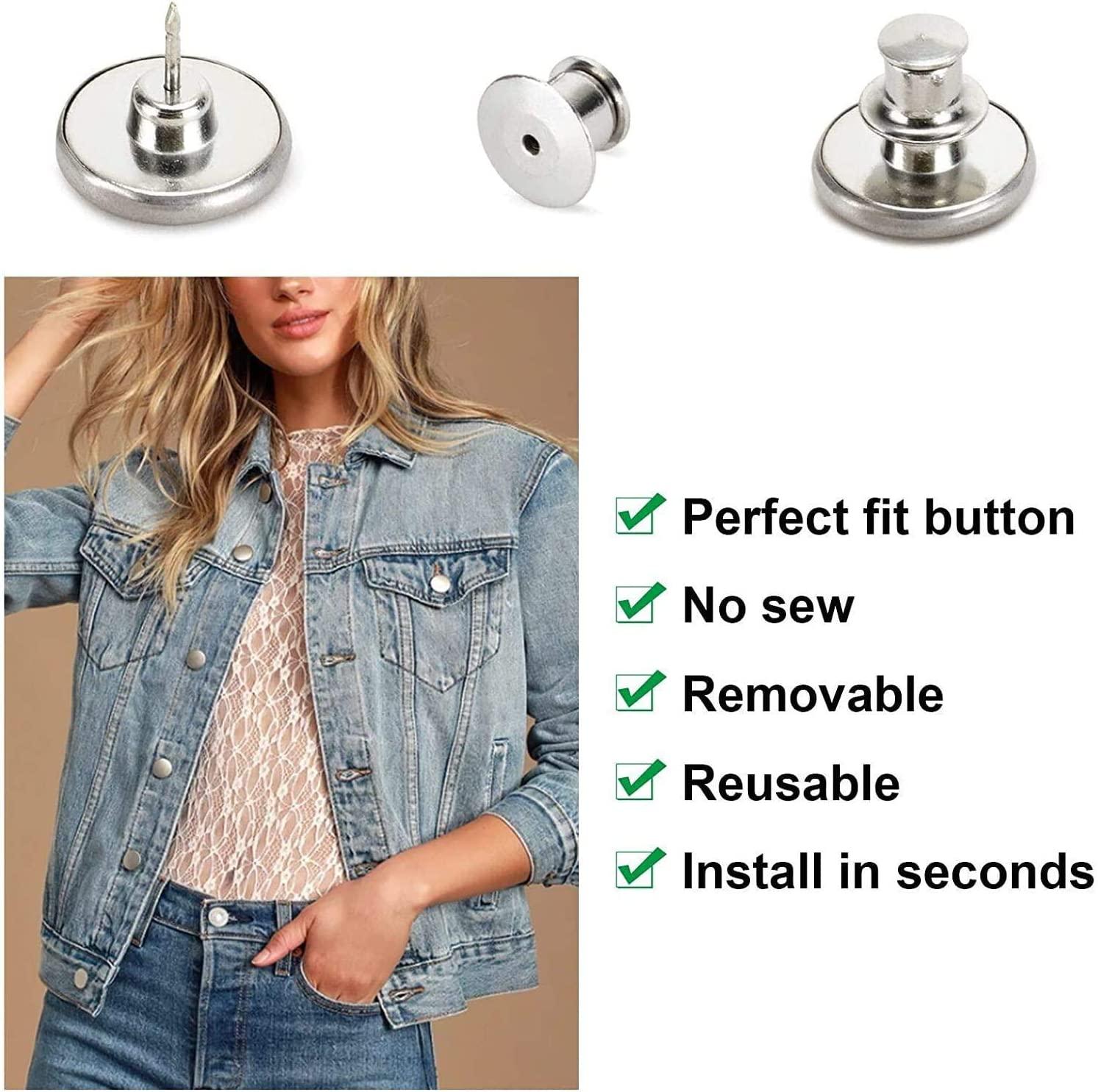 8pcs Jean Button No Sew Instant Button 17mm Detachable Reusable Jean Replacement Buttons for Jeans,Jackets, Hats, Suits, Pants, Bags