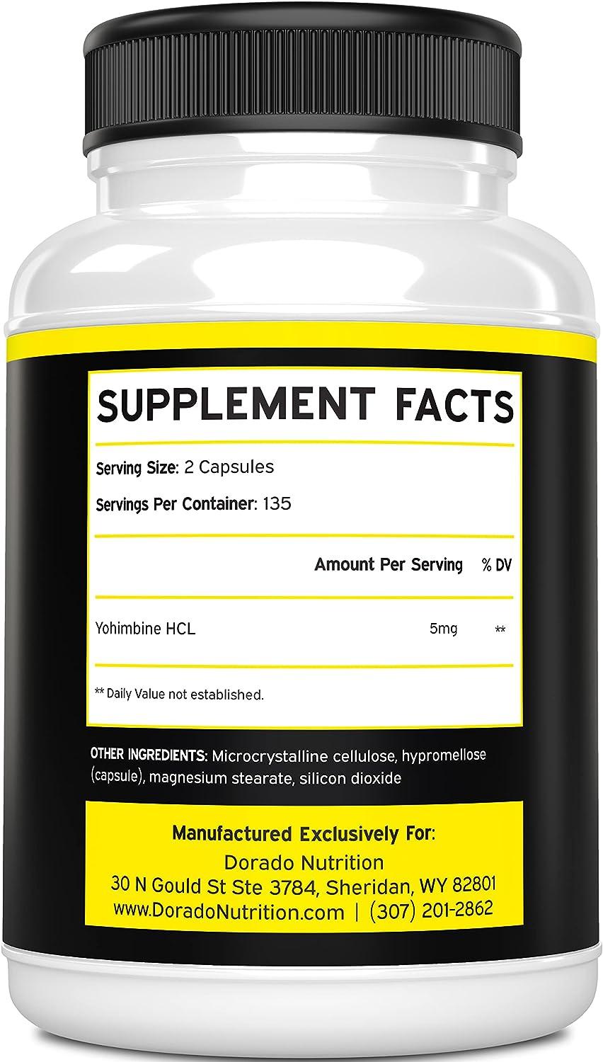 Yohimbine HCL 5mg Supplement Yohimbe Extract 270 Capsules Extra