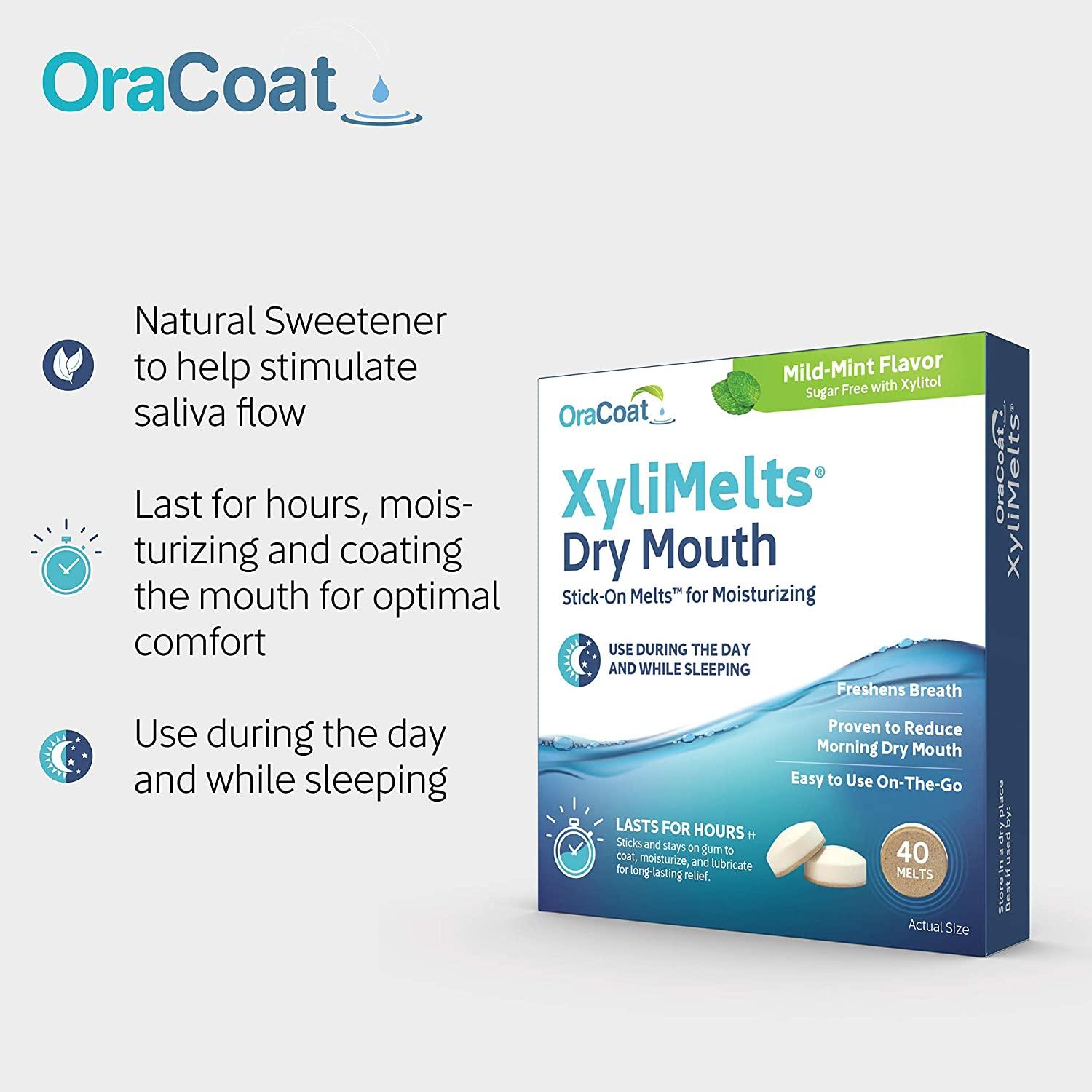 Oracoat Xylimelts Oral Adhering Discs Mild Mint 40 Count Pack of 6