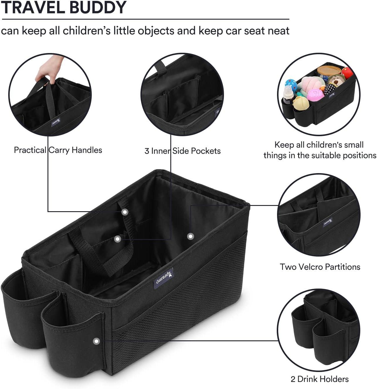 APRAMO Travel Buddy Car Seat Organizer Foldable Storage Box with