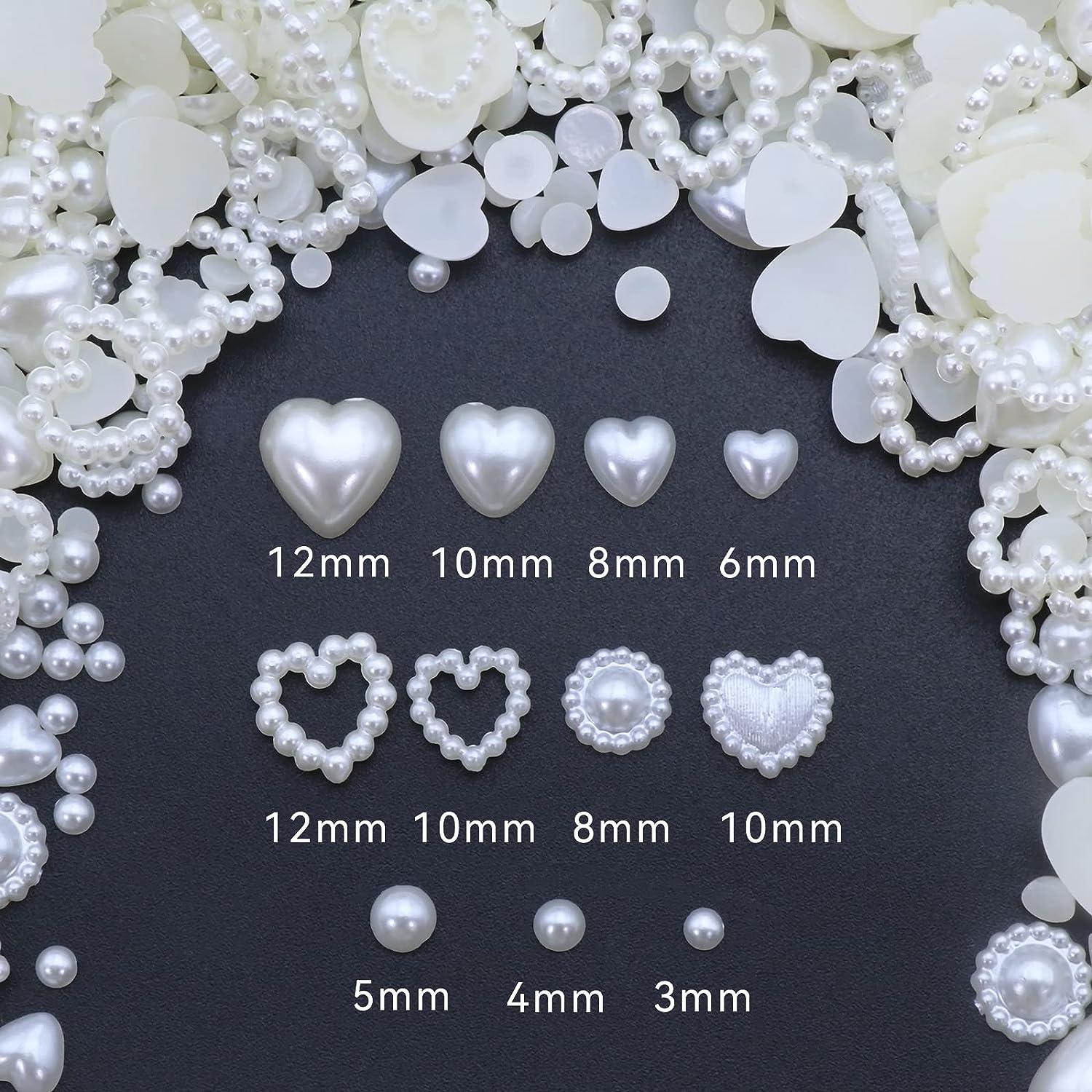 Nail Charms YAEISM 550Pcs Creamy White Pearls 3D Nail Charms Multi