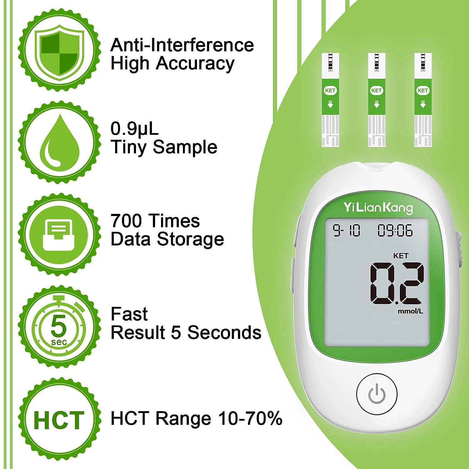Ketone Meter Kit with 15 Test Strips & Lancets Keto Monitor for Ketogenic Diet Fast Results