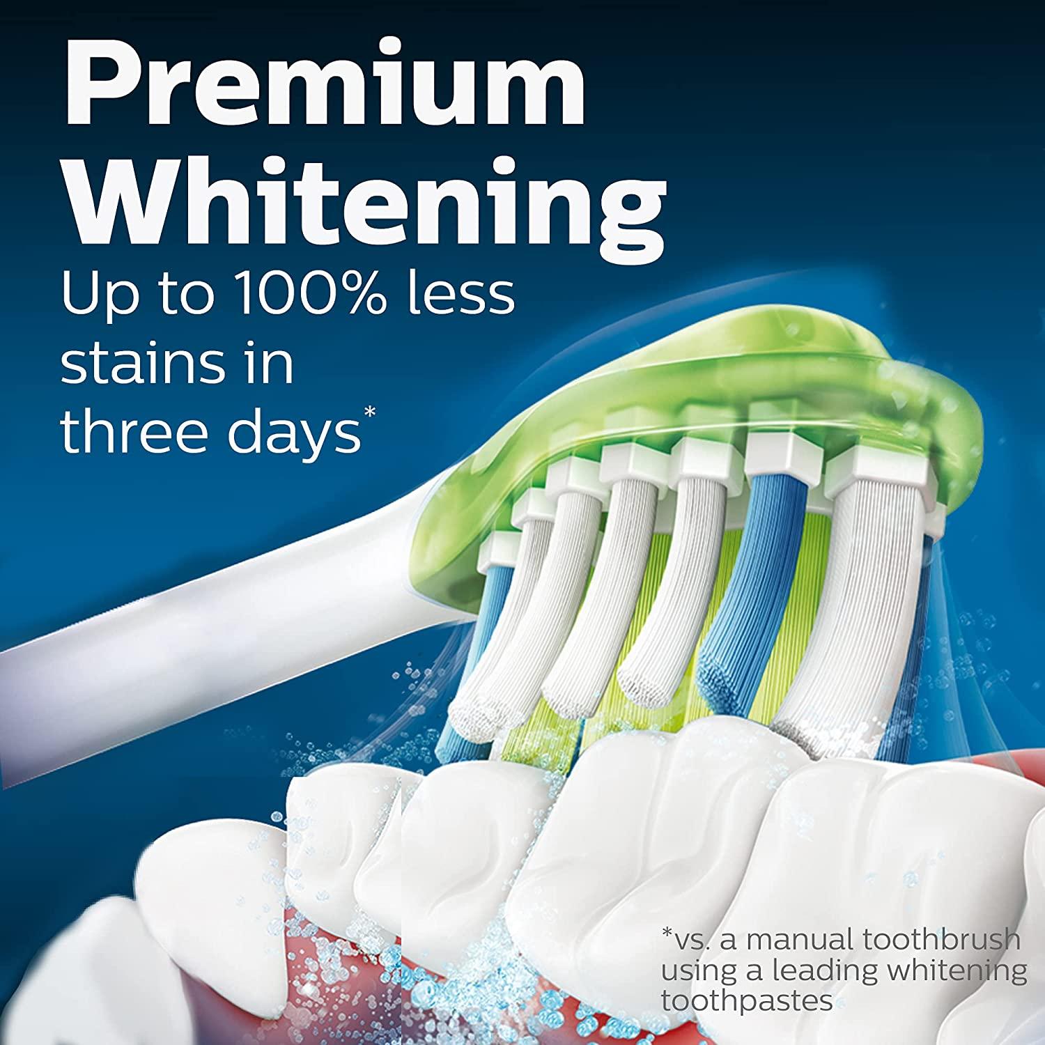 Philips Sonicare Genuine W3 Premium White Replacement Toothbrush Heads, 4  Brush Heads, White, HX9064/65 4 White