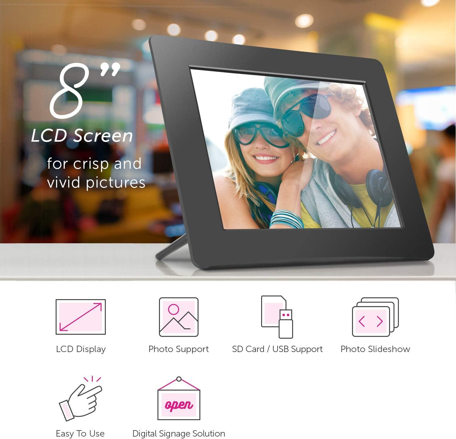 Aluratek 8 Inch LCD Digital Photo Frame with Auto Slideshow Using USB