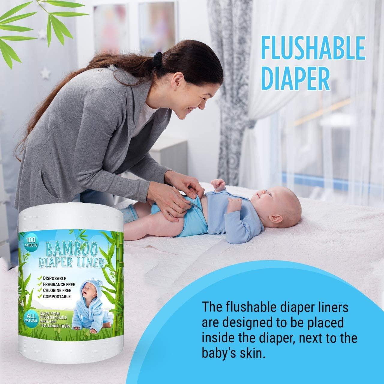 Disposable Cloth Bamboo Diaper Liners EcoFriendly, Fragrance Free