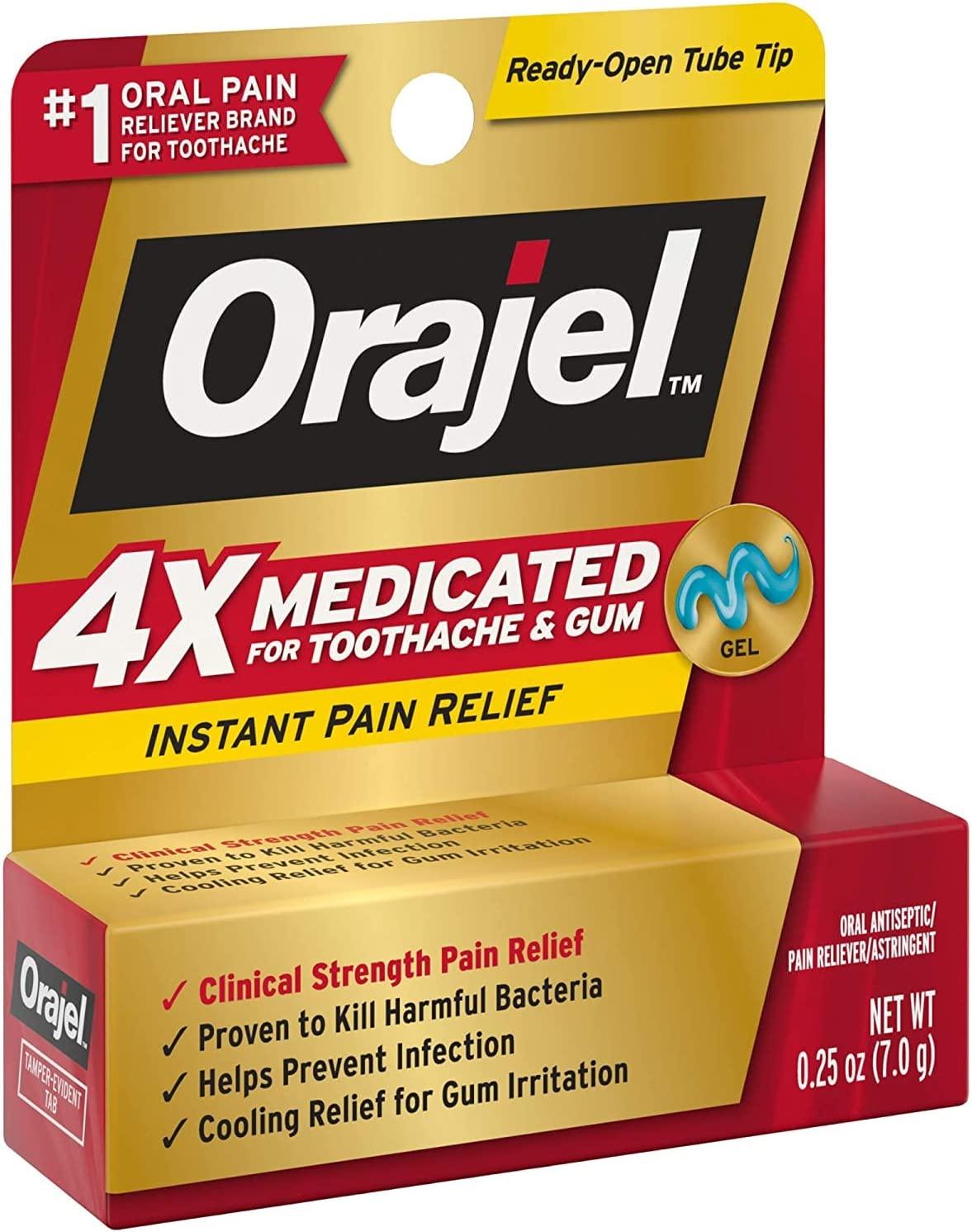 Orajel, Instant Pain Relief Gel, Severe Toothache 0.25 oz, 2 Pack