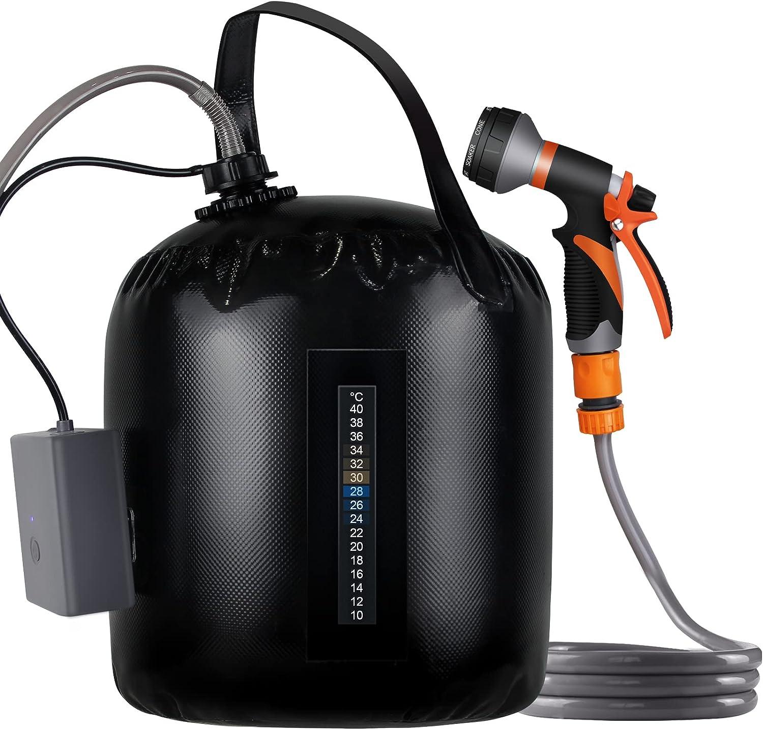 Portable Camping Shower, 5gallons/20 liters Rechargeable air Pump