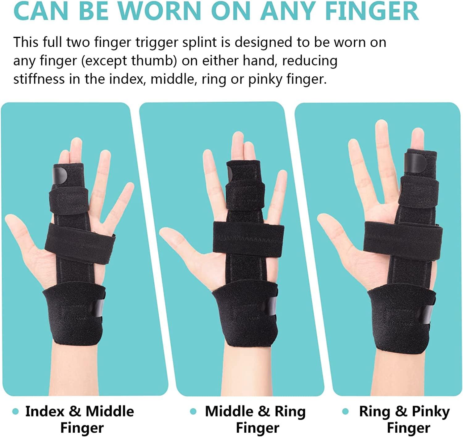 2 Finger Splint Trigger Finger Splint, Adjustable Two Finger Splint