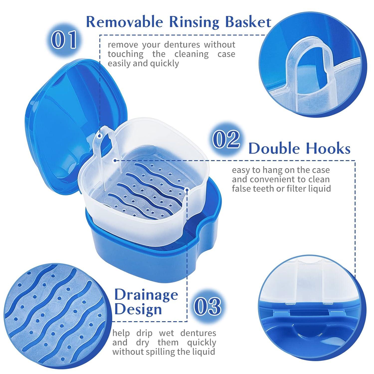 Jutieuo 8Pcs Denture Case Kit 2 Denture Bath Case Cups 2 DualHeaded