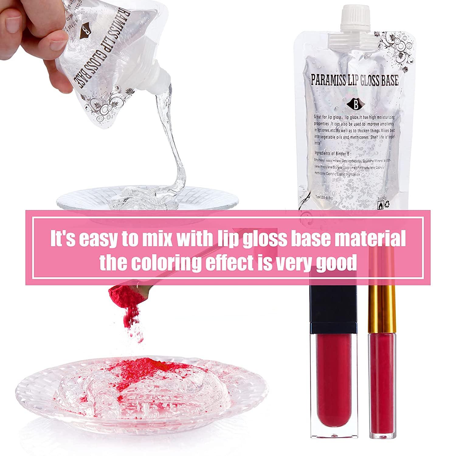 PARAMISS Lip Gloss Pigment Powder Natural Lip Dye 5 Colors x 10G and White Metallic Shimmer